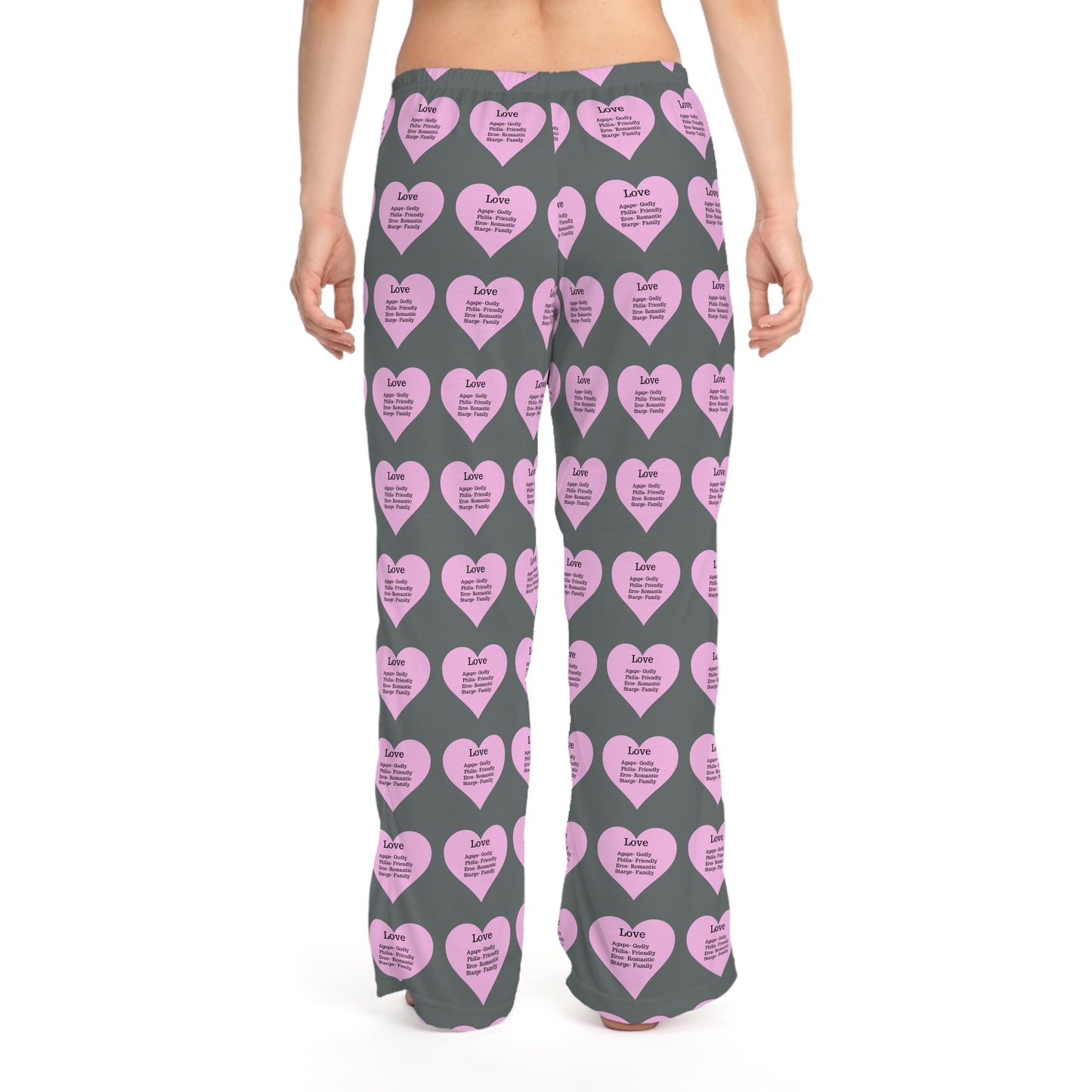 Cozy Heart Print Women's Pajama Pants (Dark Grey)