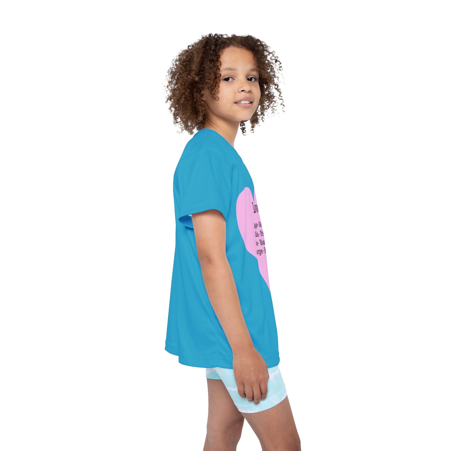 Types of Love Heart Kids Performance Jersey (Turquoise)