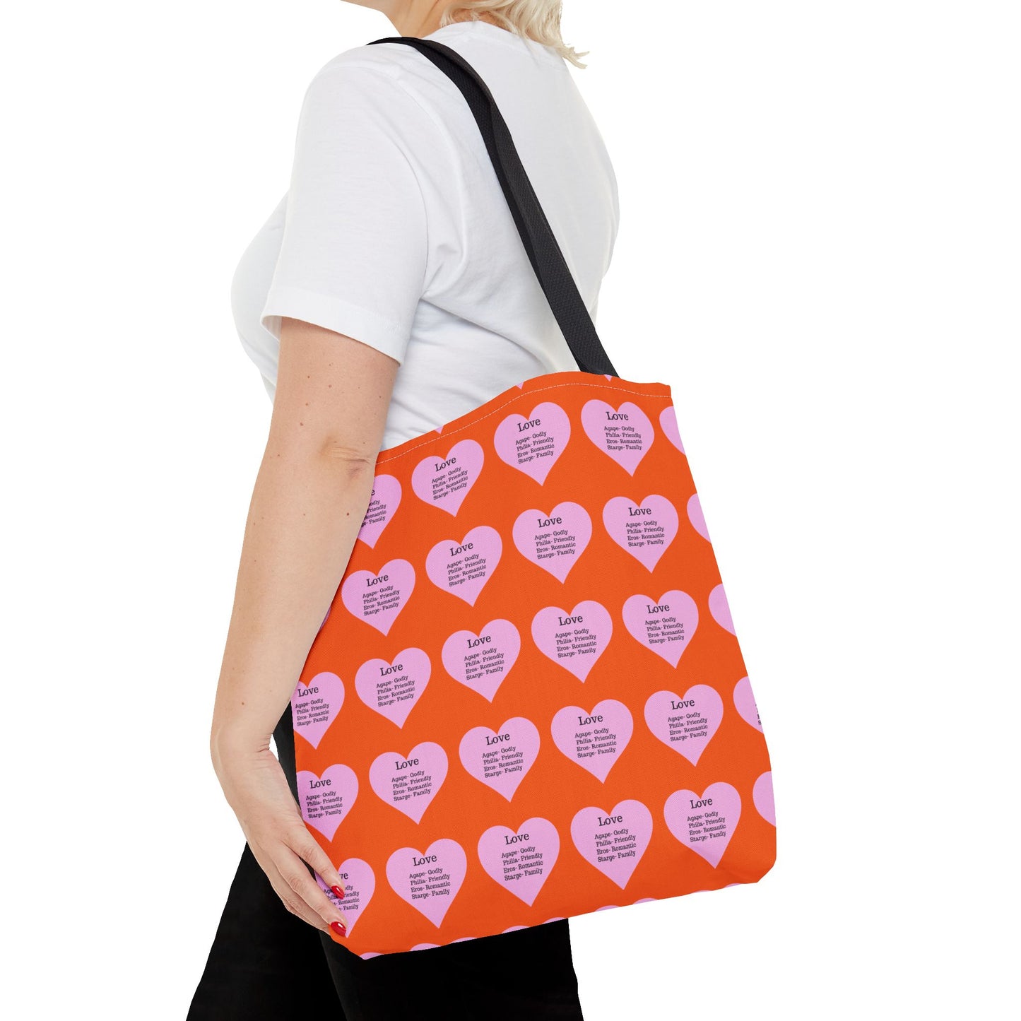 Pink Hearts Tote Bag (Orange)