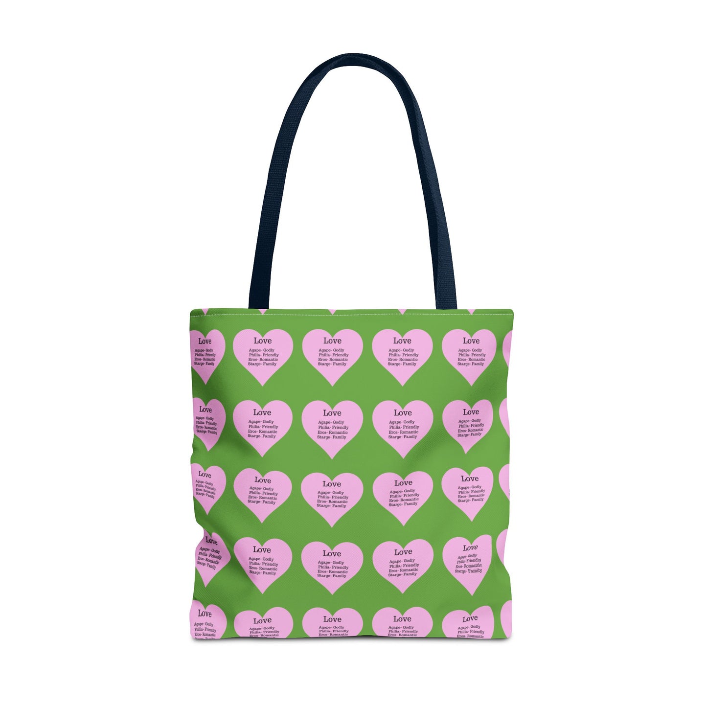 Pink Hearts Tote Bag (Green)