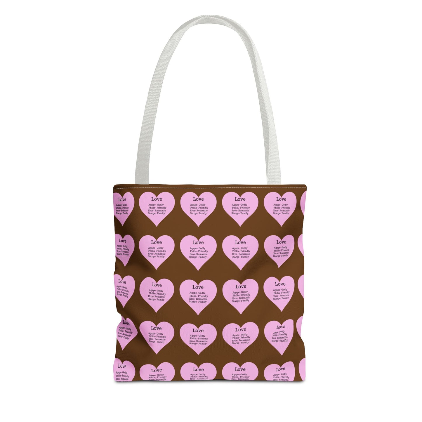 Pink Hearts Tote Bag (Brown)