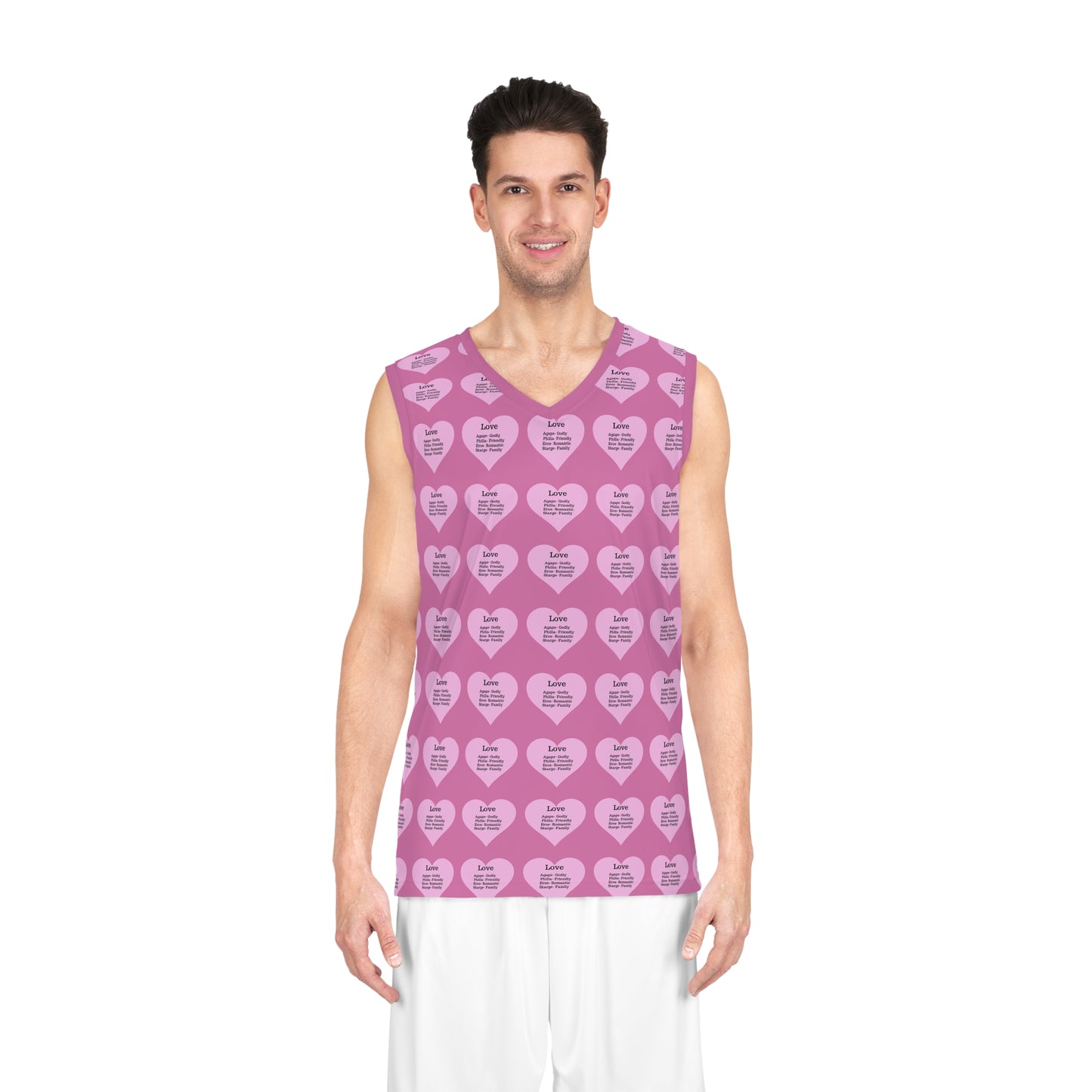 Love Heart All-Over-Print Basketball Jersey (Light Pink)