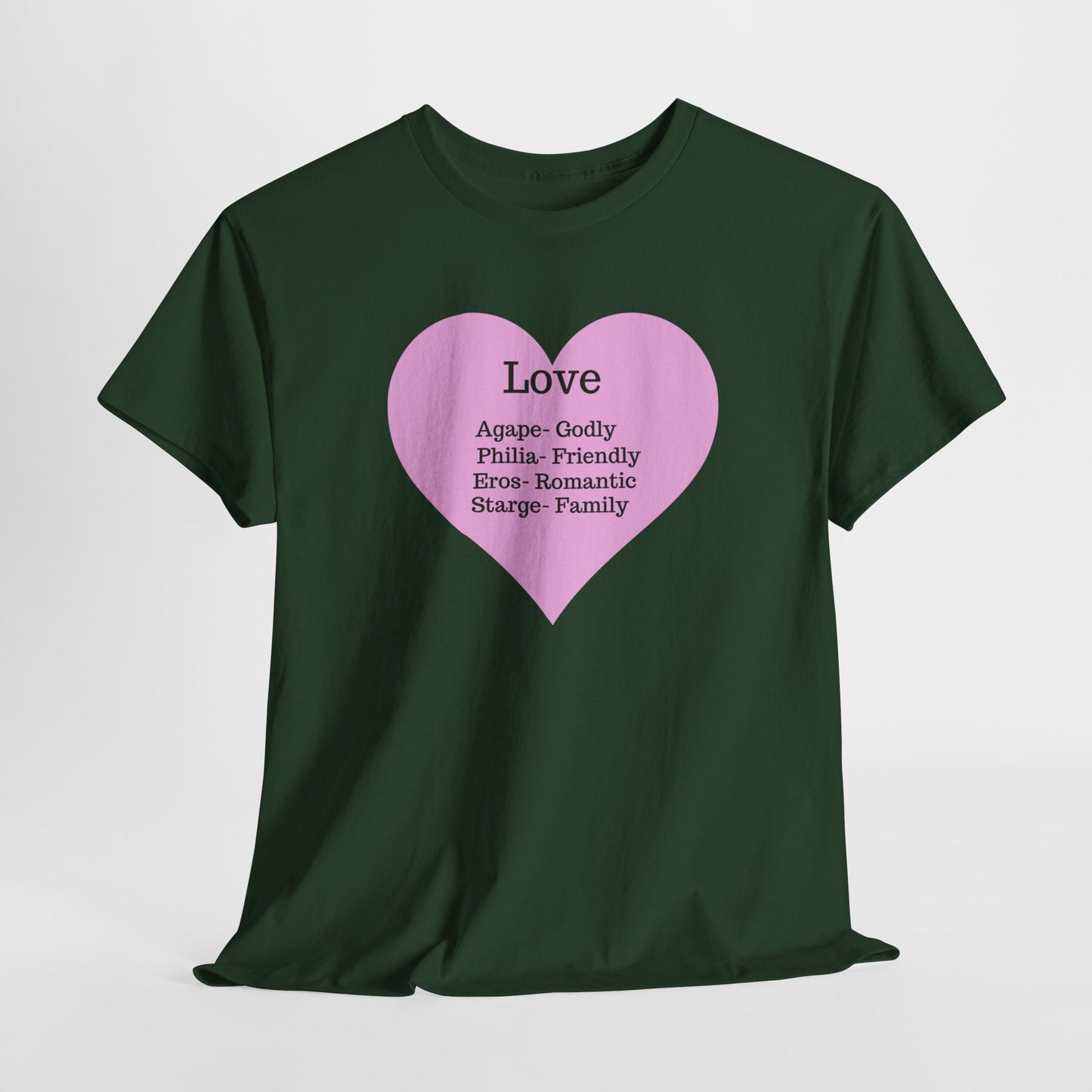 Unisex Love Heart Heavy Cotton T-Shirt - Comfortable Classic Fit Apparel