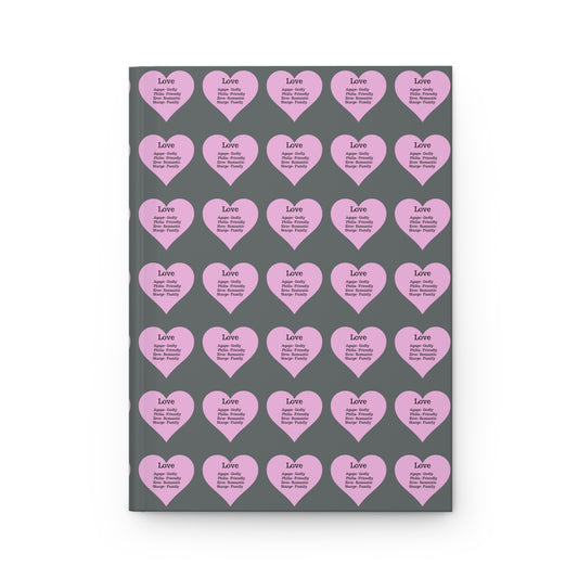 Charming Heart Hardcover Journal Pattern - Lined Pages (Dark grey)