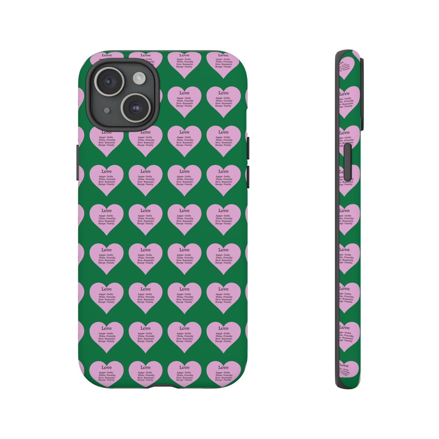 Hearts-A-Flutter Phone Case (iPhone, Google Pixel)(Dark green)