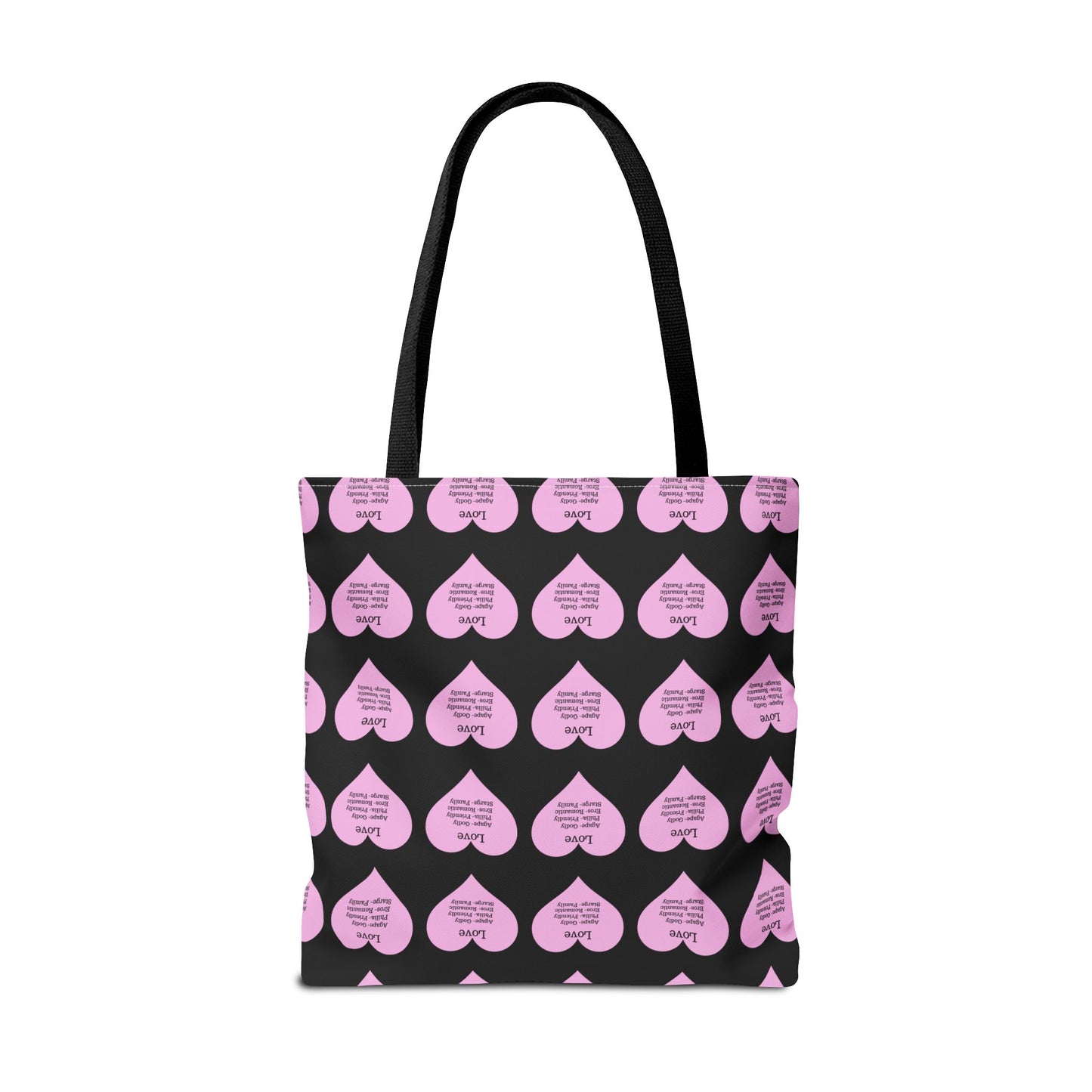 Pink Hearts Tote Bag (Black)