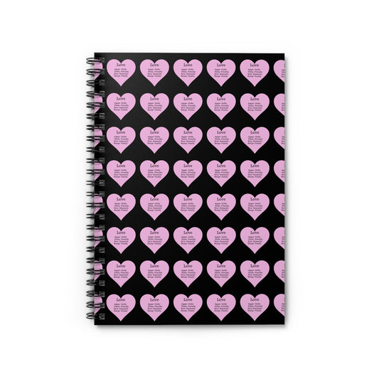 Charming Heart Spiral Notebook Pattern - Ruled Pages (Black)