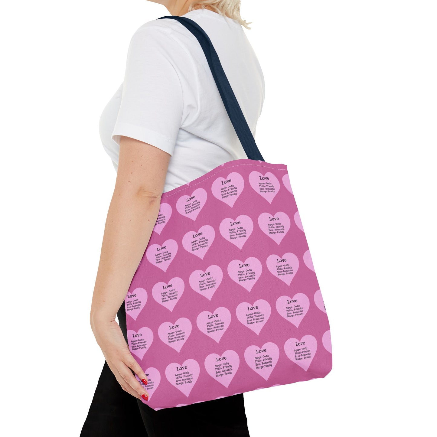 Pink Hearts Tote Bag (Light pink)