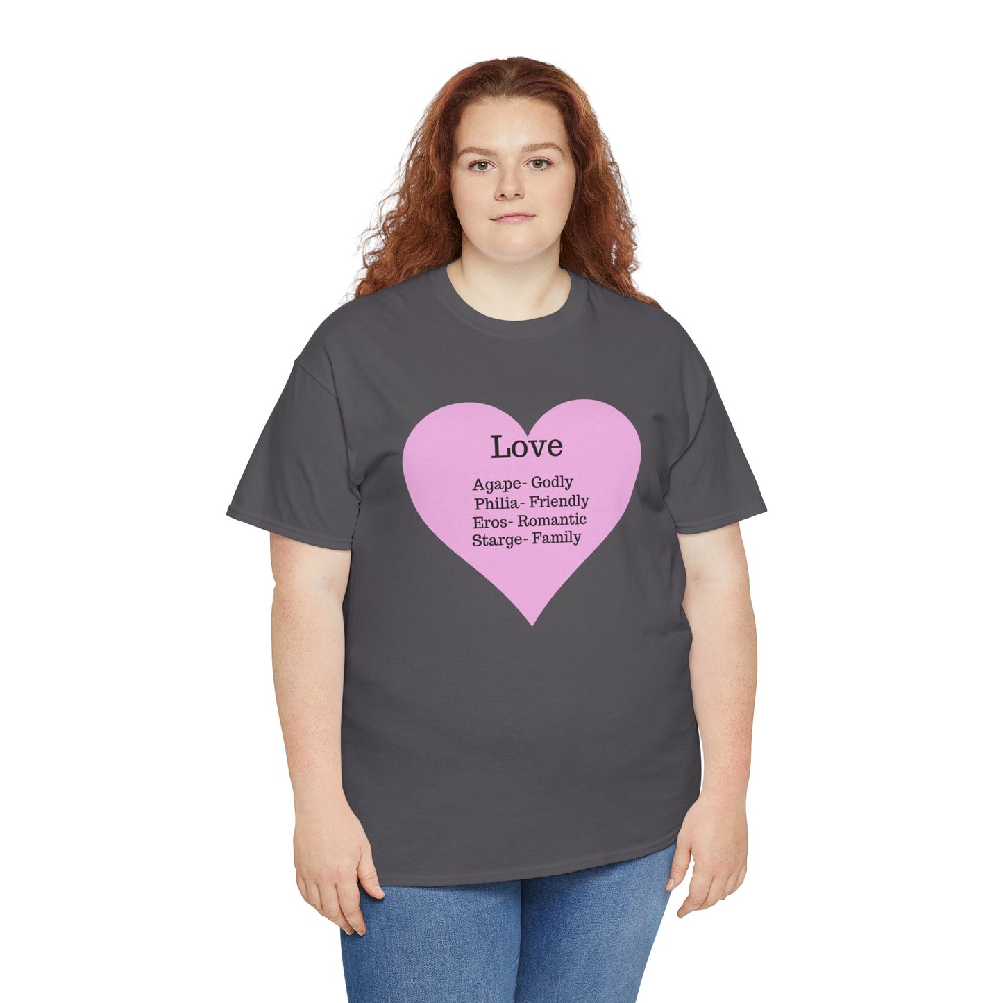 Unisex Love Heart Heavy Cotton T-Shirt - Comfortable Classic Fit Apparel