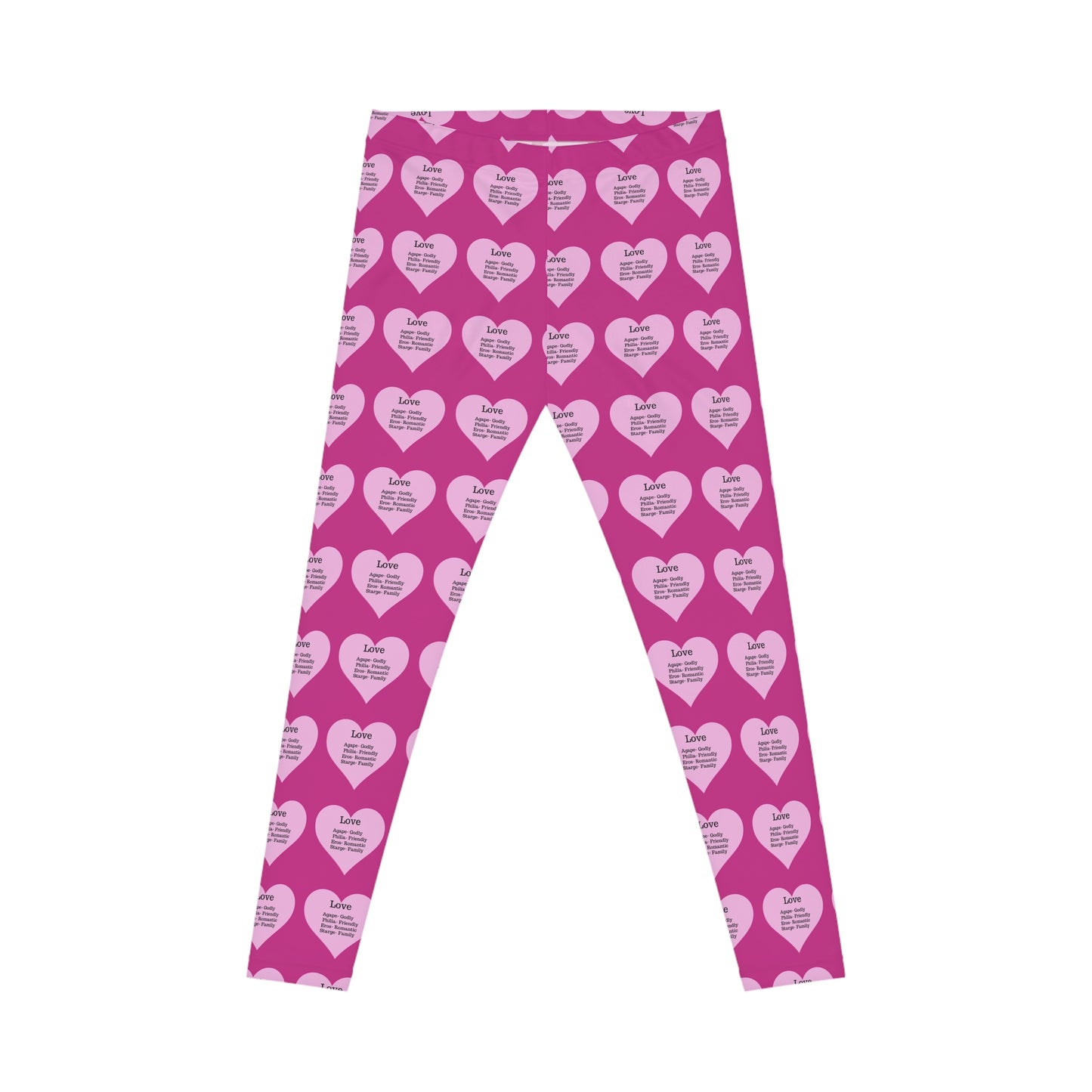 Playful Pink Heart Print Women's Casual Leggings (Pink)
