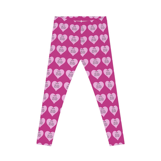 Playful Pink Heart Print Women's Casual Leggings (Pink)