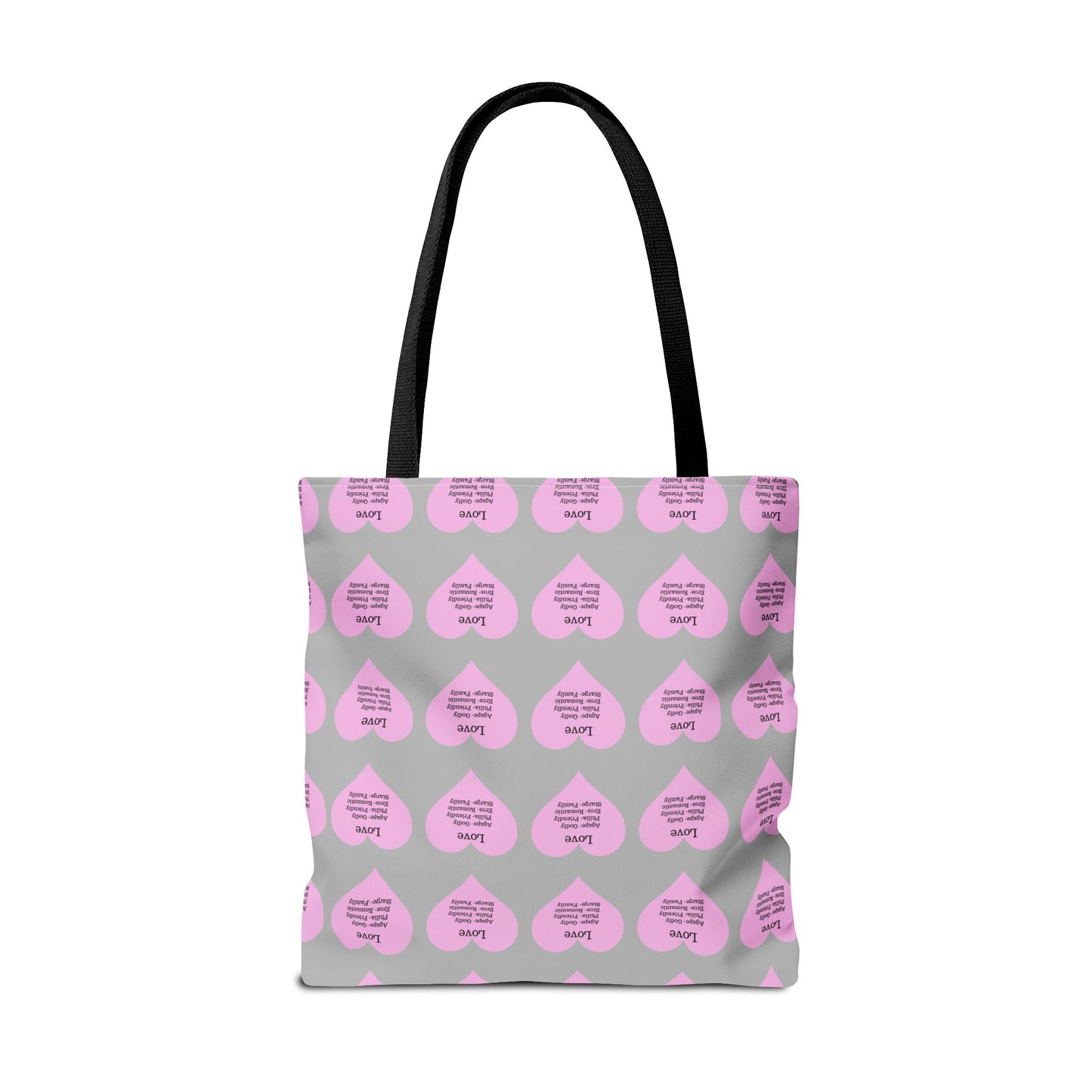 Pink Hearts Tote Bag (Light grey)