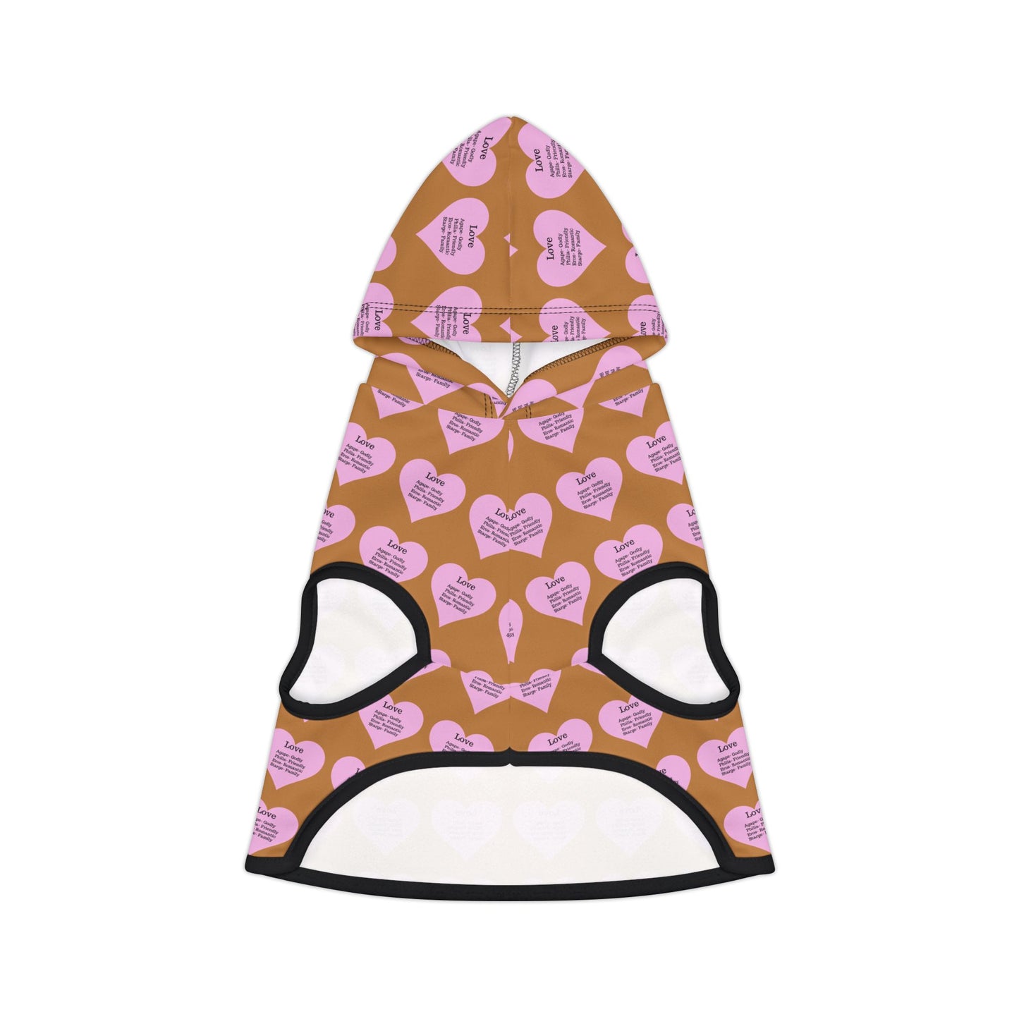 Charming Heart Pet Hoodie Pattern (Light brown)