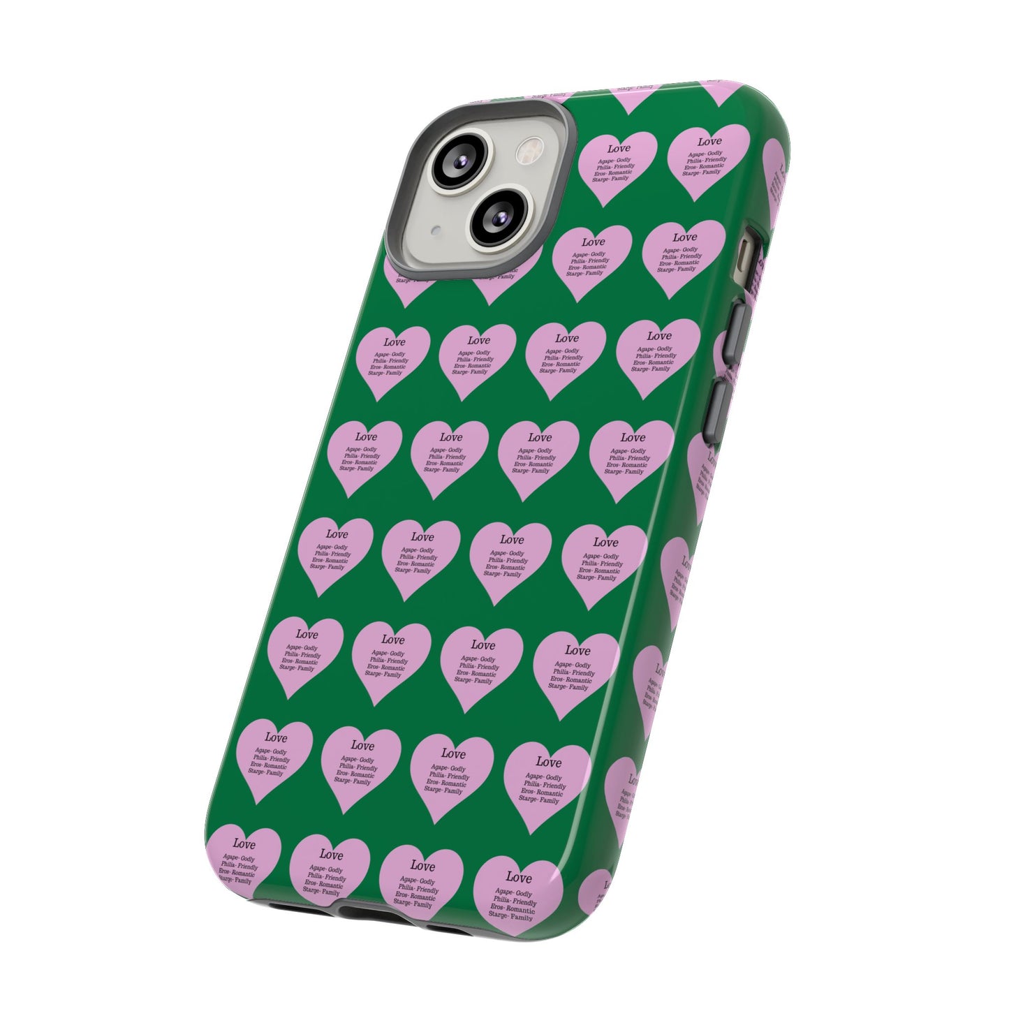 Hearts-A-Flutter Phone Case (iPhone, Google Pixel)(Dark green)