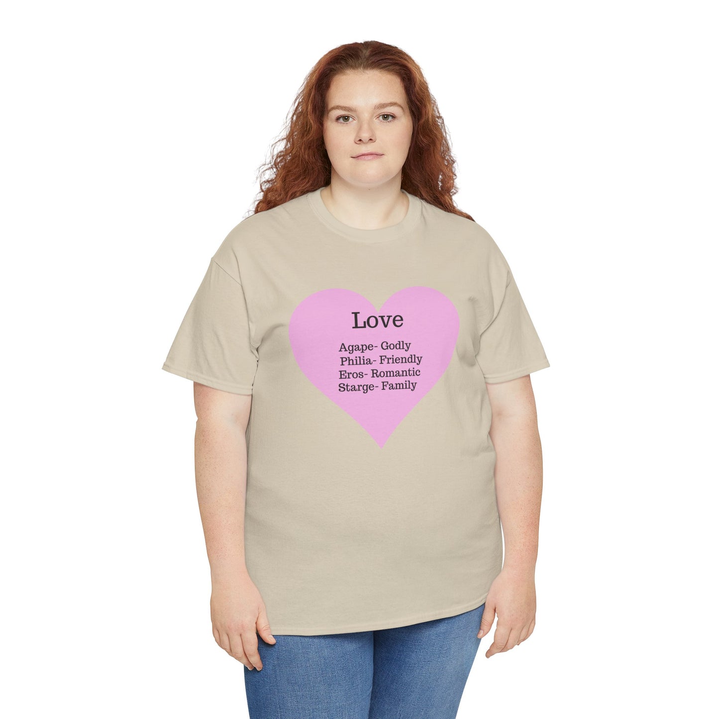Unisex Love Heart Heavy Cotton T-Shirt - Comfortable Classic Fit Apparel