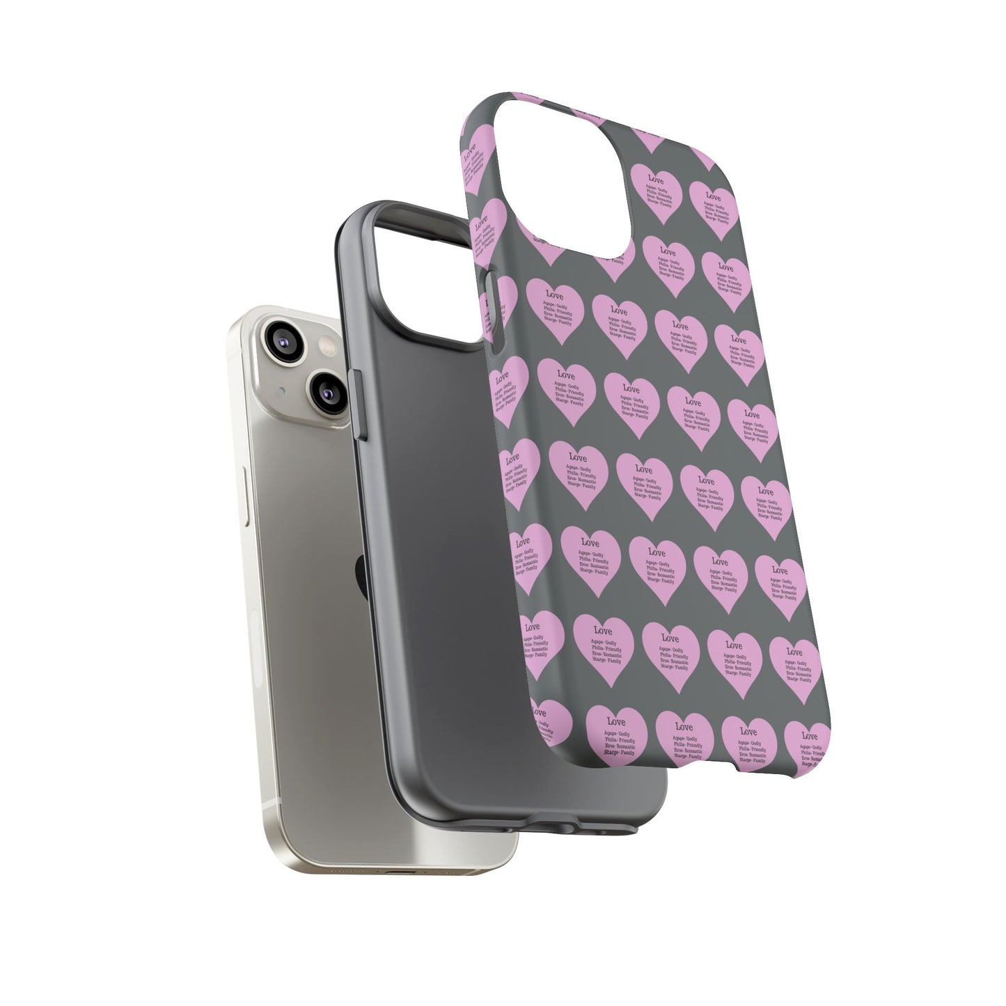 Hearts-A-Flutter Phone Case (iPhone, Google Pixel)(Dark grey)