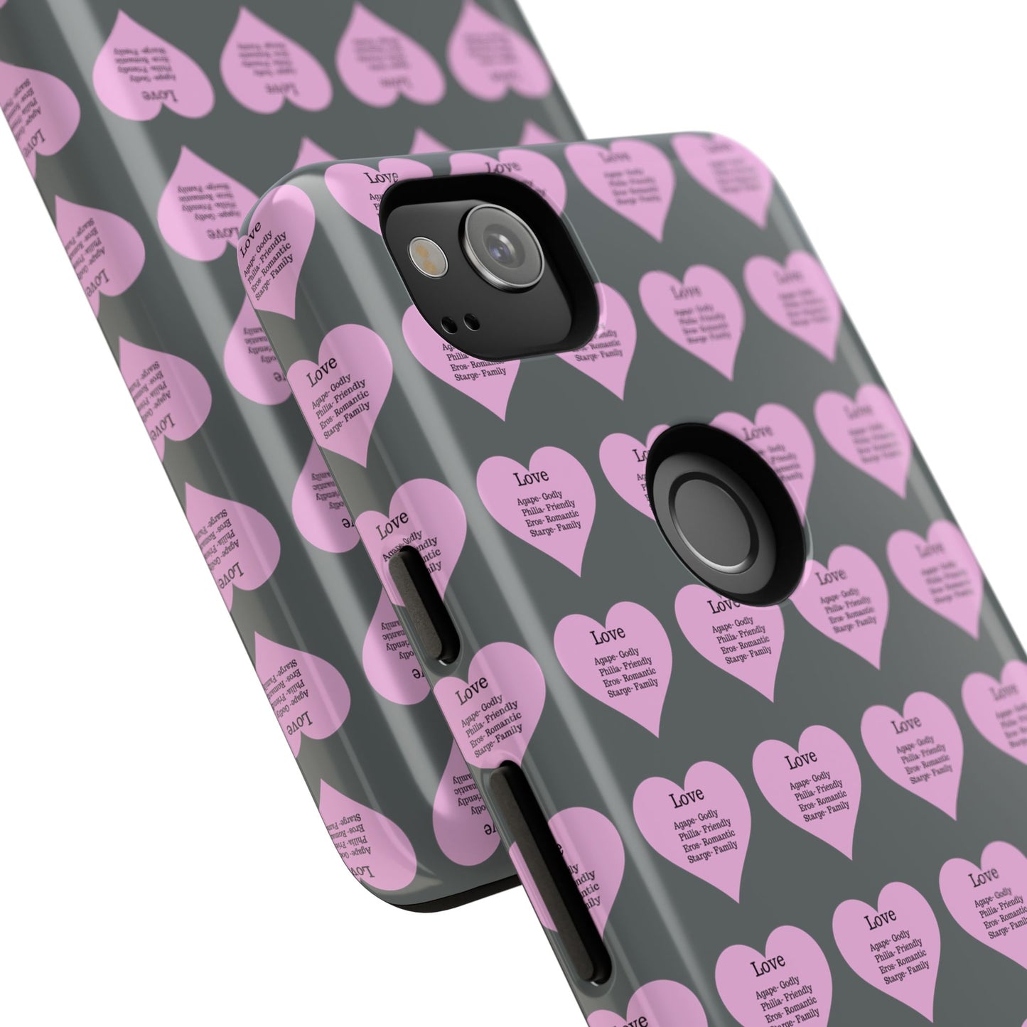 Hearts-A-Flutter Phone Case (iPhone, Google Pixel)(Dark grey)
