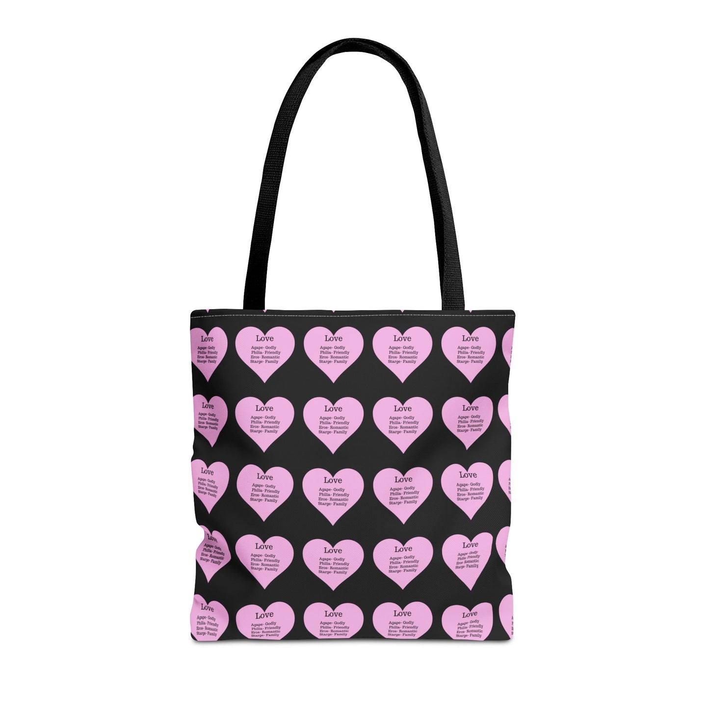 Pink Hearts Tote Bag (Black)