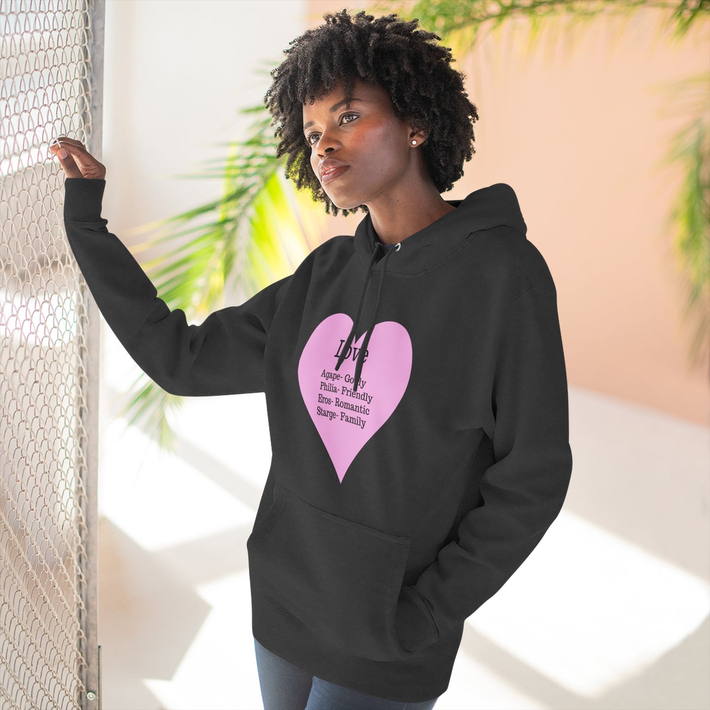 Cozy Heartfelt Love Fleece Hoodie | Soft Three-Panel Everyday Comfort