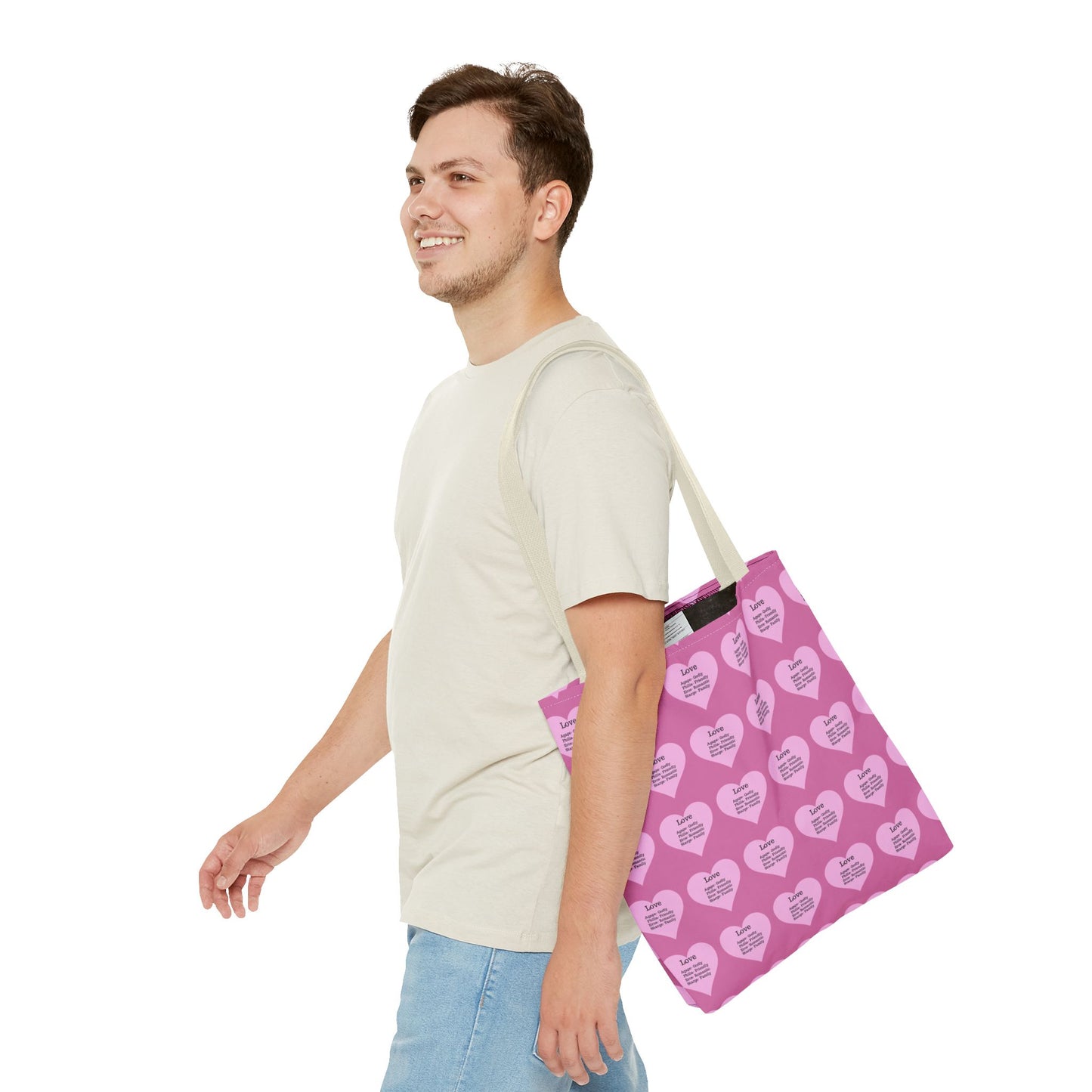 Pink Hearts Tote Bag (Light pink)