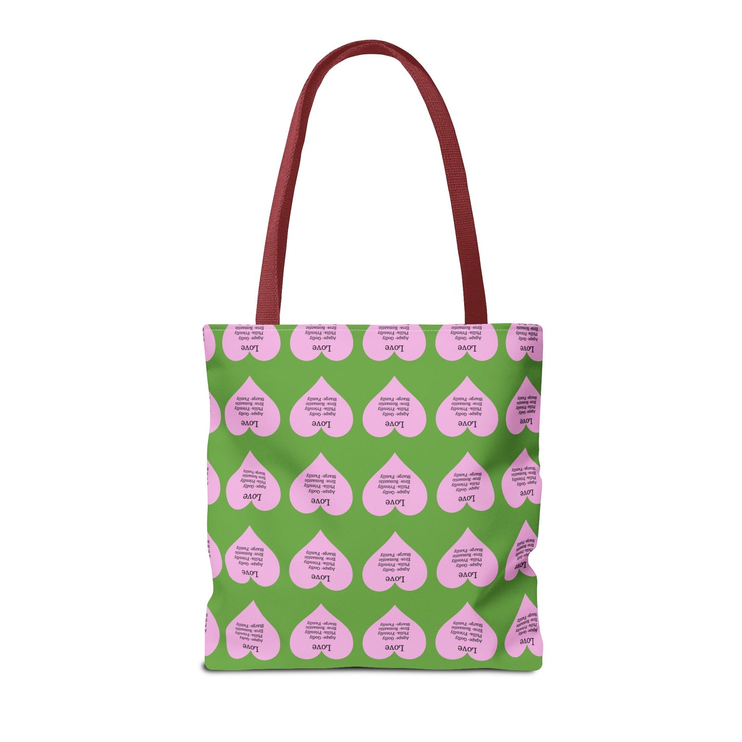 Pink Hearts Tote Bag (Green)