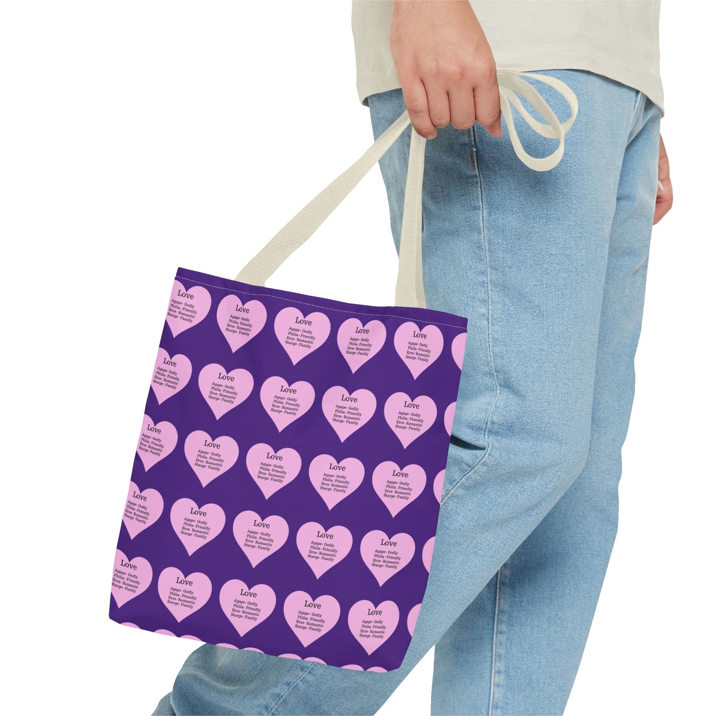 Pink Hearts Tote Bag (Purple)