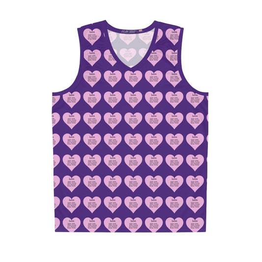 Love Heart All-Over-Print Basketball Jersey (Purple)