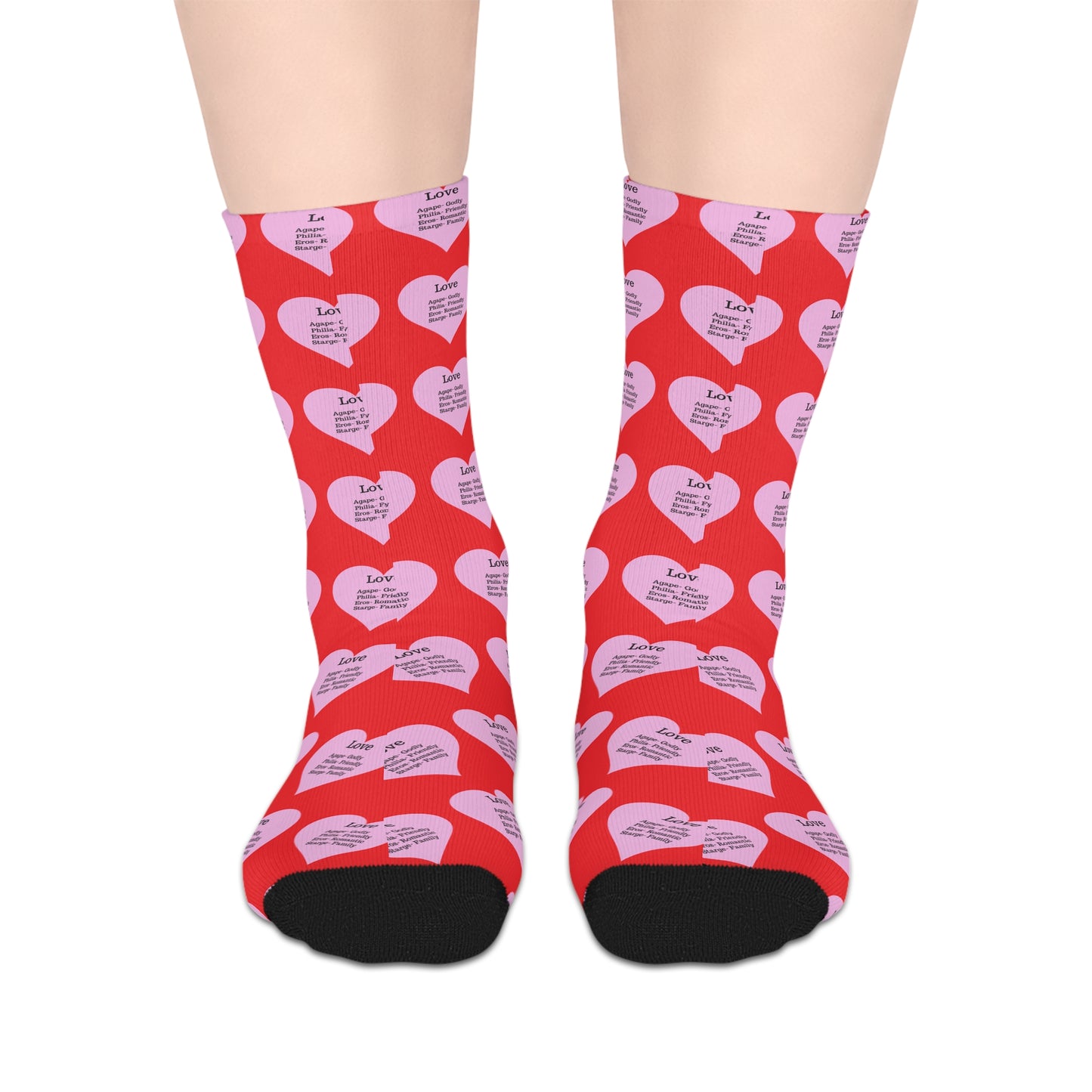 The Love Hearts Mid-Length Socks (Red)