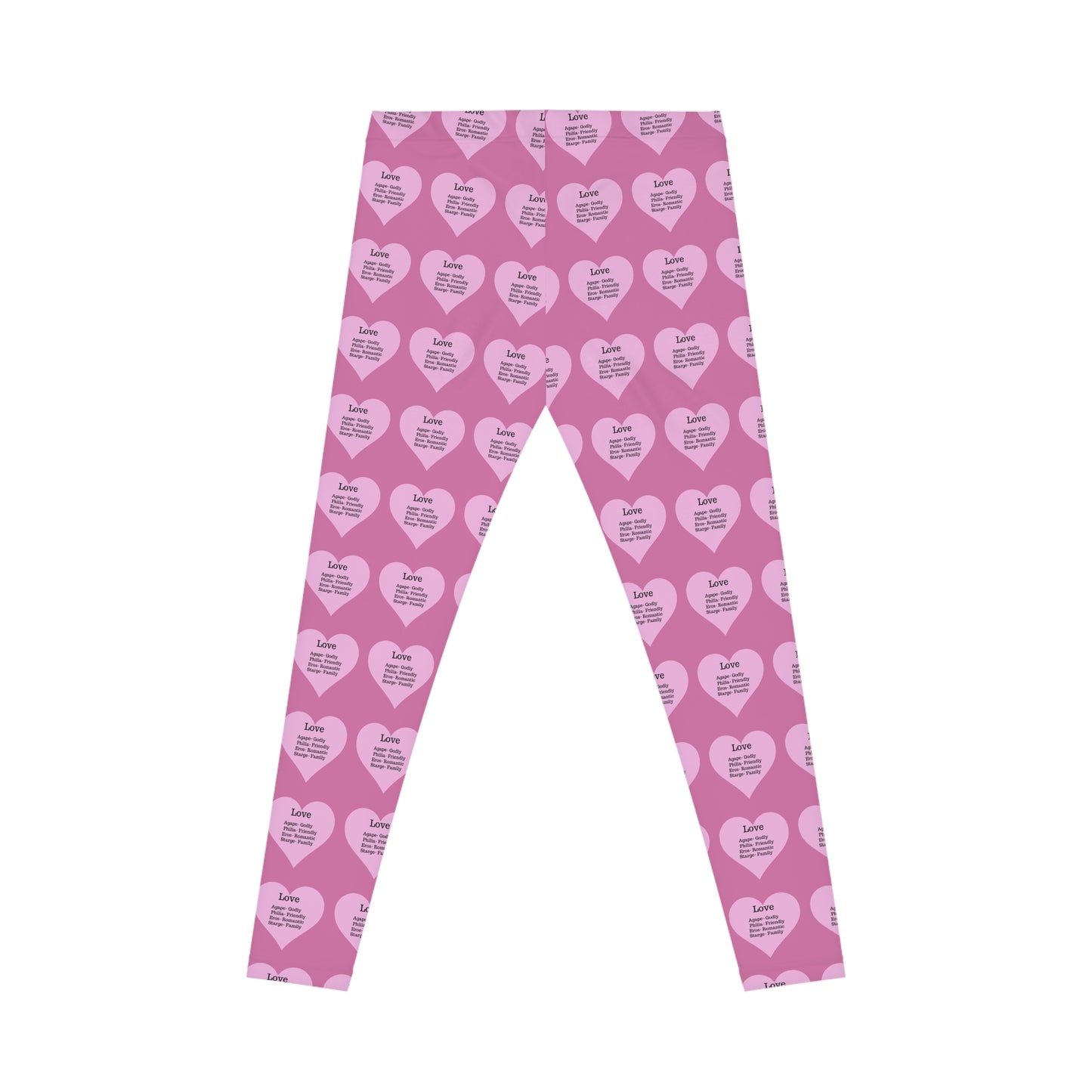 Playful Pink Heart Print Women's Casual Leggings (Light Pink)