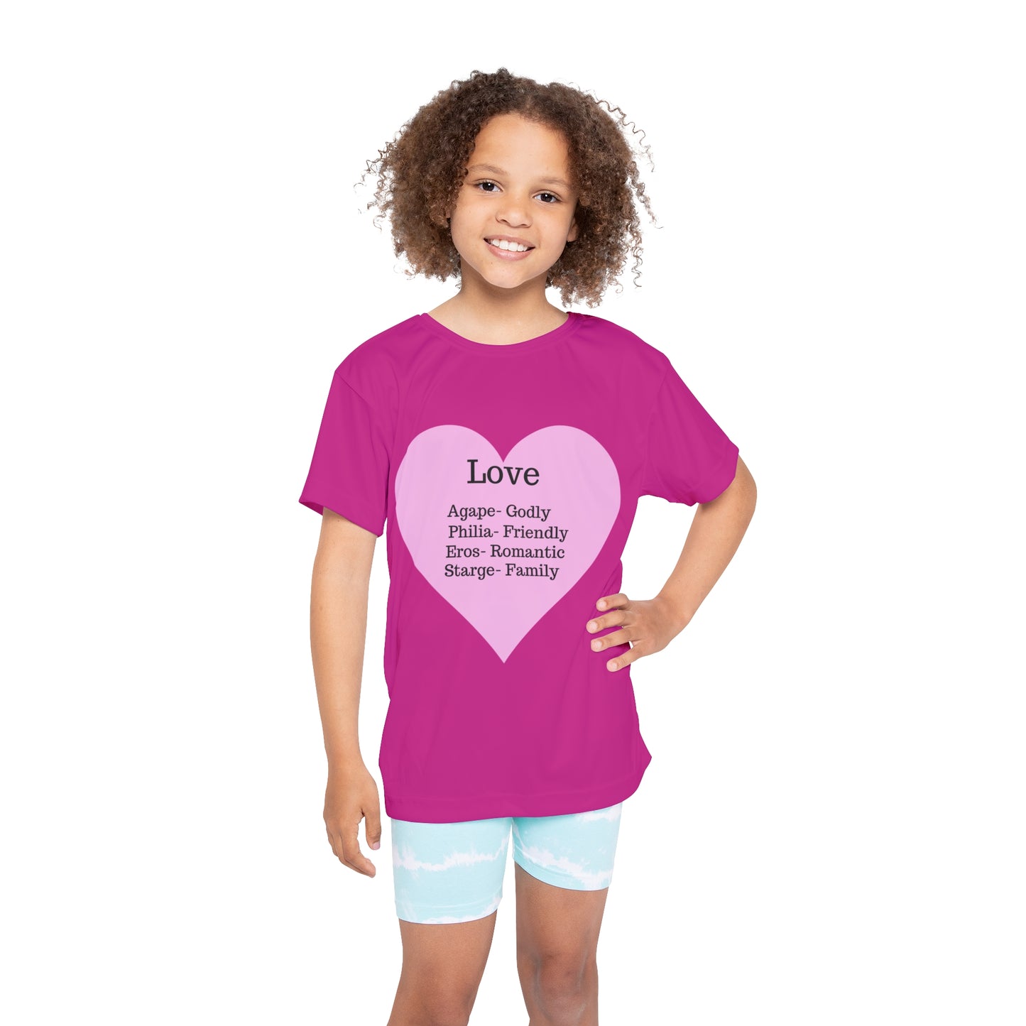 Types of Love Heart Kids Performance Jersey (Pink)