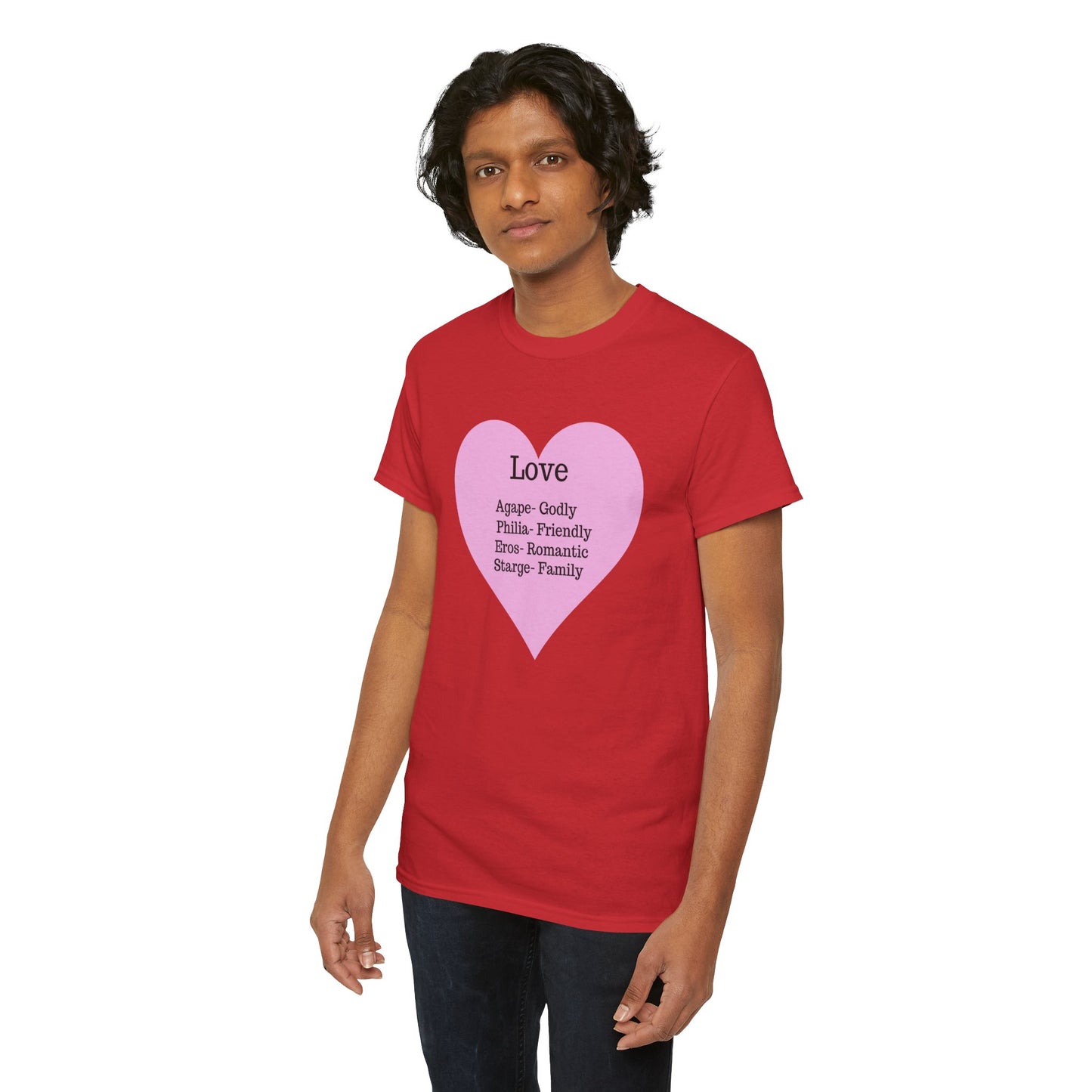 Unisex Love Heart Heavy Cotton T-Shirt - Comfortable Classic Fit Apparel