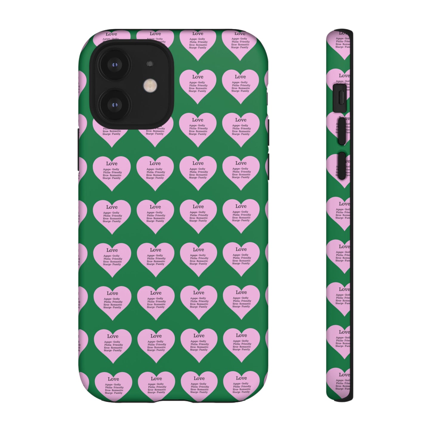Hearts-A-Flutter Phone Case (iPhone, Google Pixel)(Dark green)