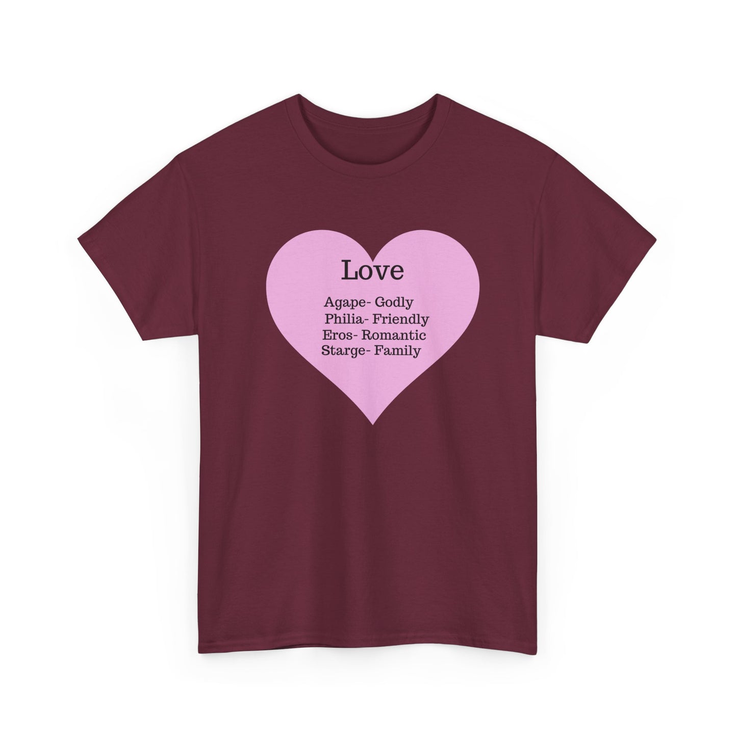 Unisex Love Heart Heavy Cotton T-Shirt - Comfortable Classic Fit Apparel