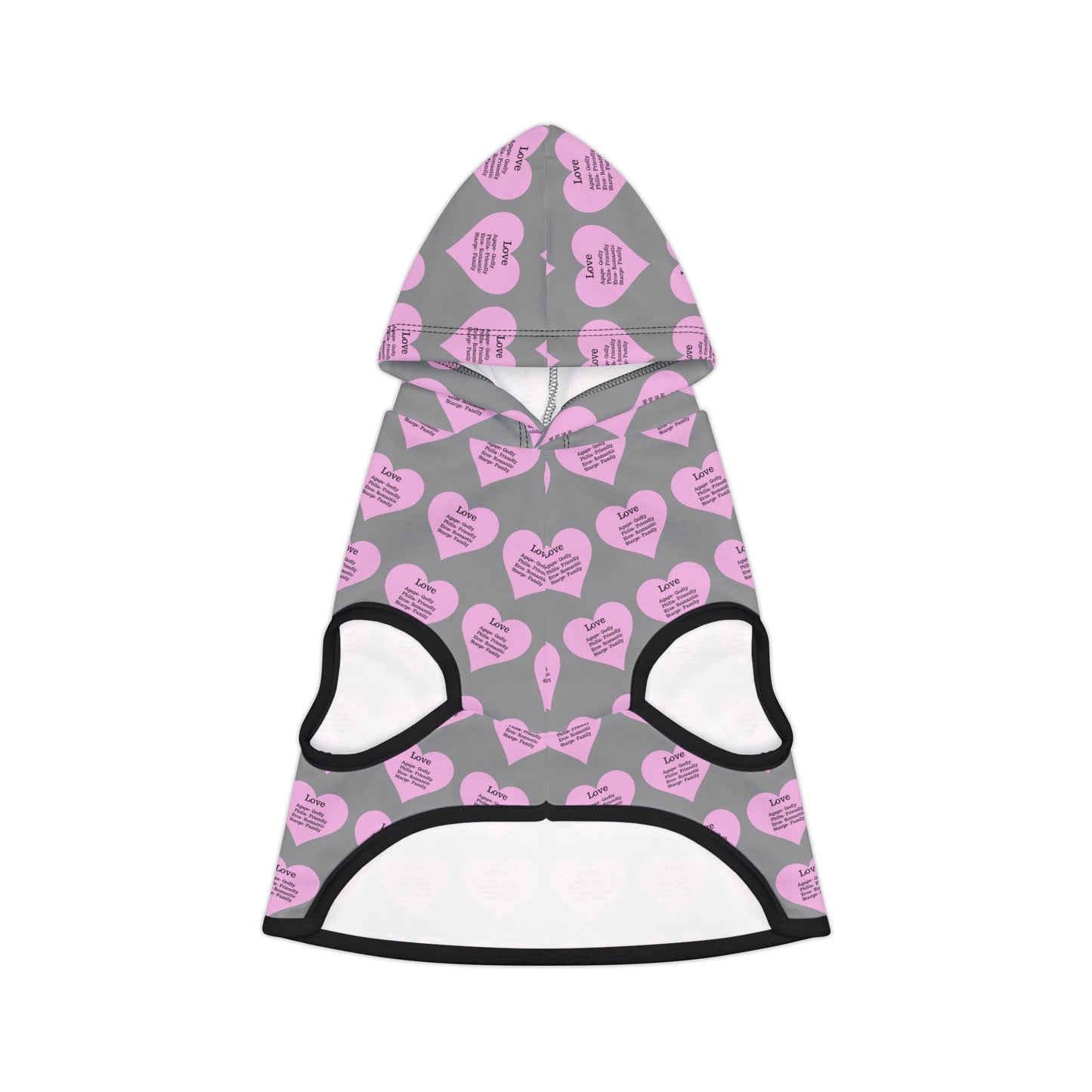 Charming Heart Pet Hoodie Pattern (Grey)