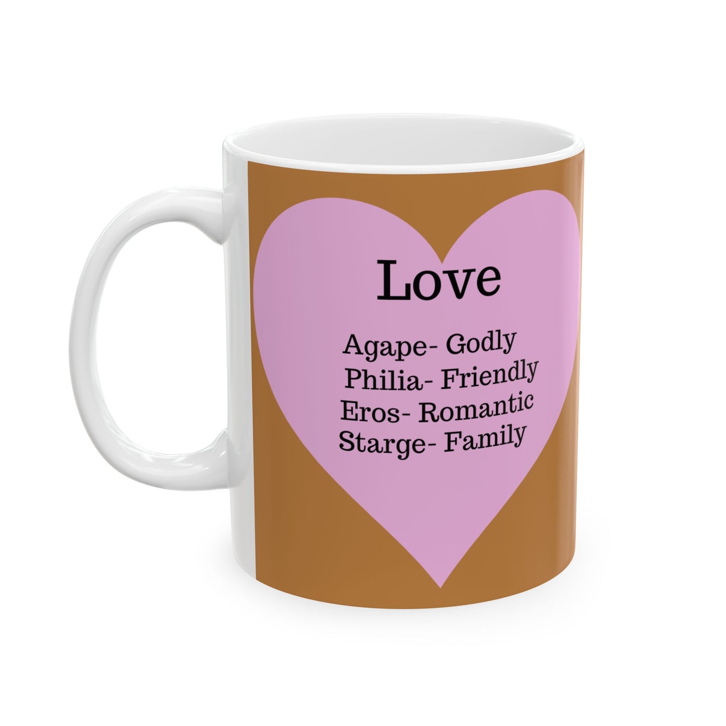 Charming Heart Ceramic Coffee Mug (Light brown)
