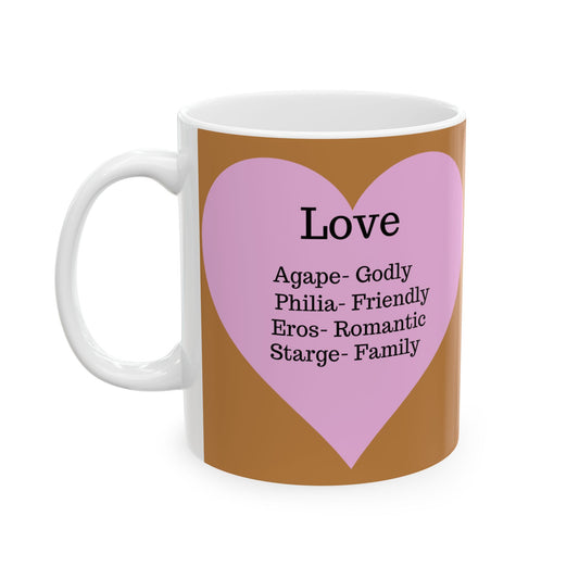Charming Heart Ceramic Coffee Mug (Light brown)