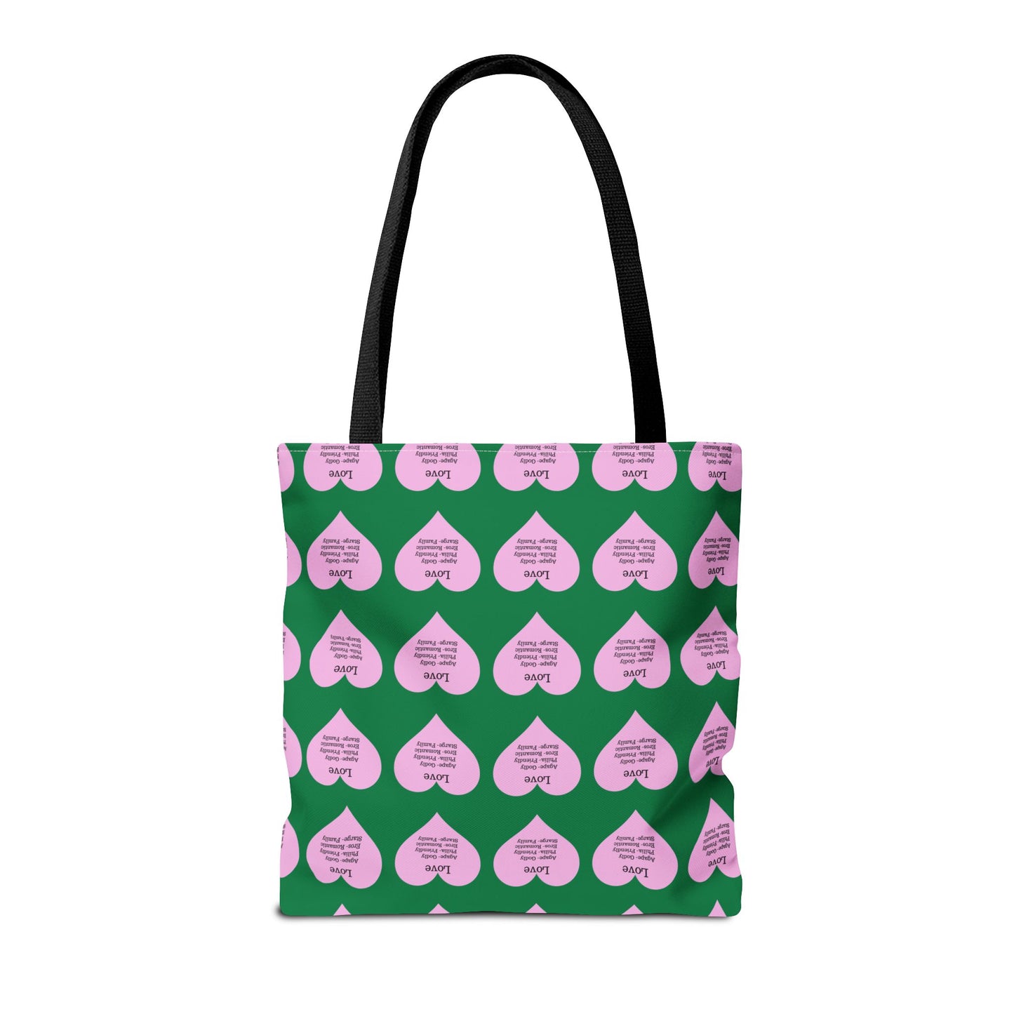 Pink Hearts Tote Bag (Dark green)