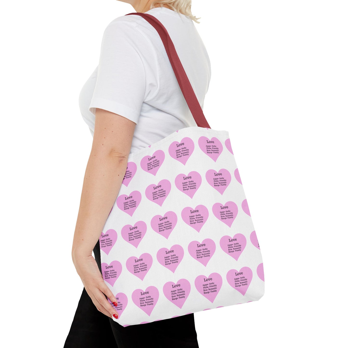 Pink Hearts Tote Bag (White)