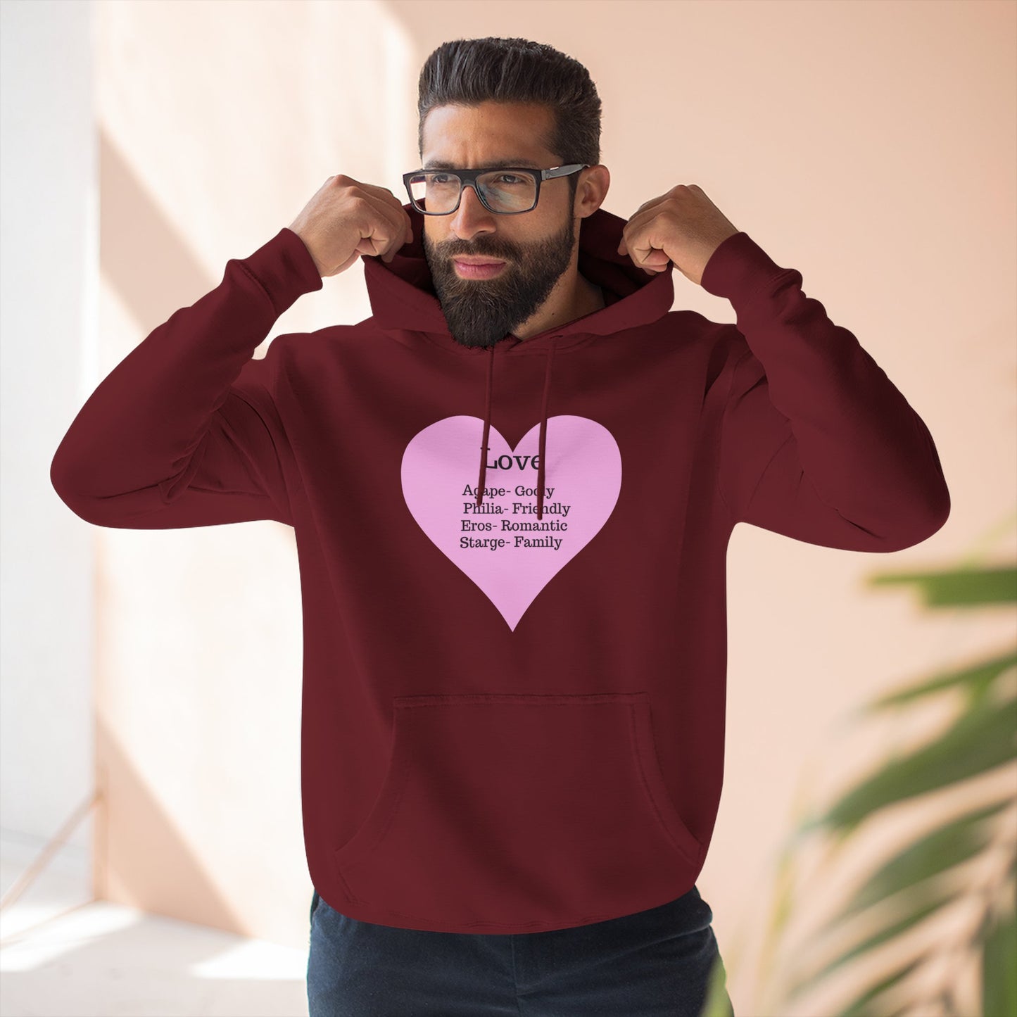 Cozy Heartfelt Love Fleece Hoodie | Soft Three-Panel Everyday Comfort