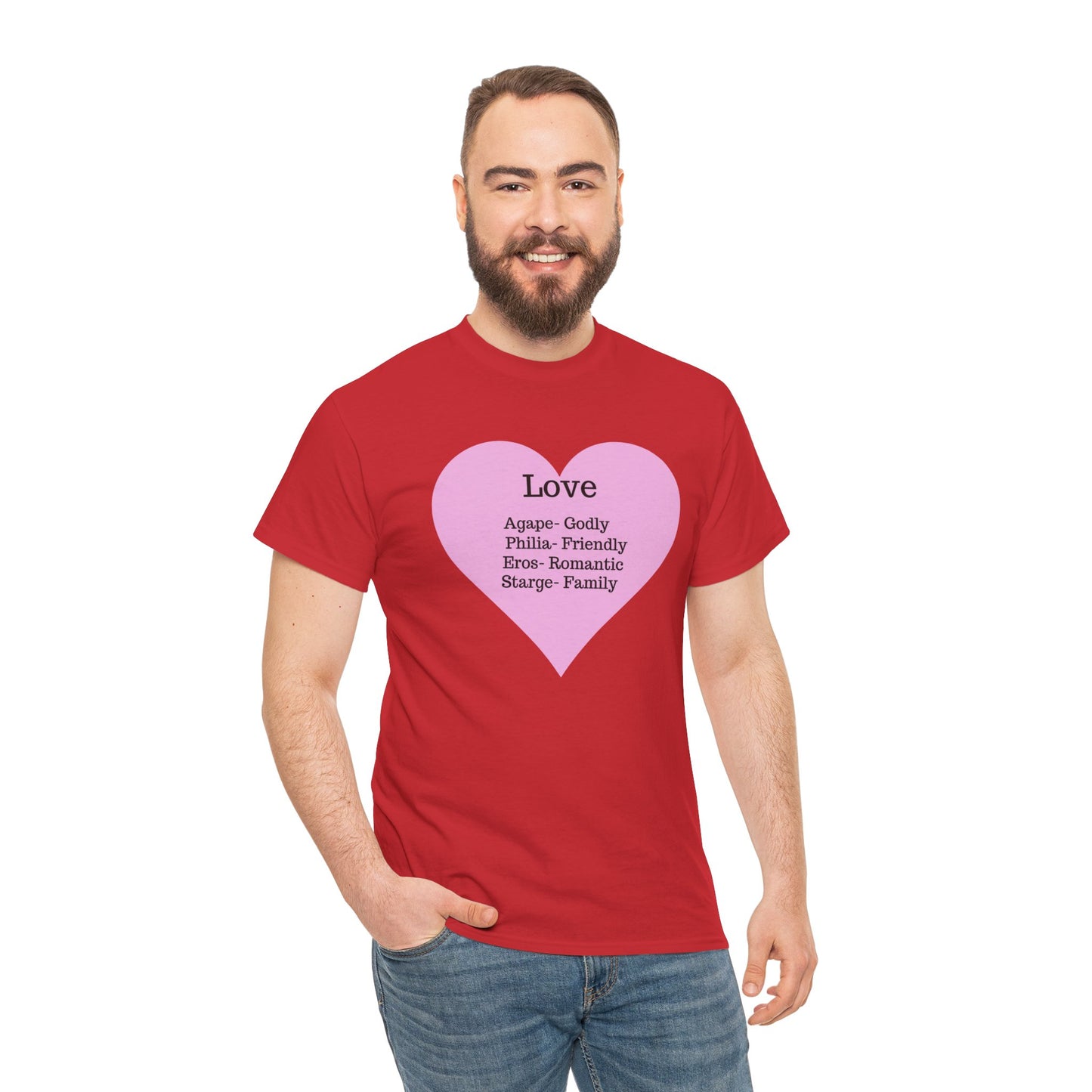 Unisex Love Heart Heavy Cotton T-Shirt - Comfortable Classic Fit Apparel