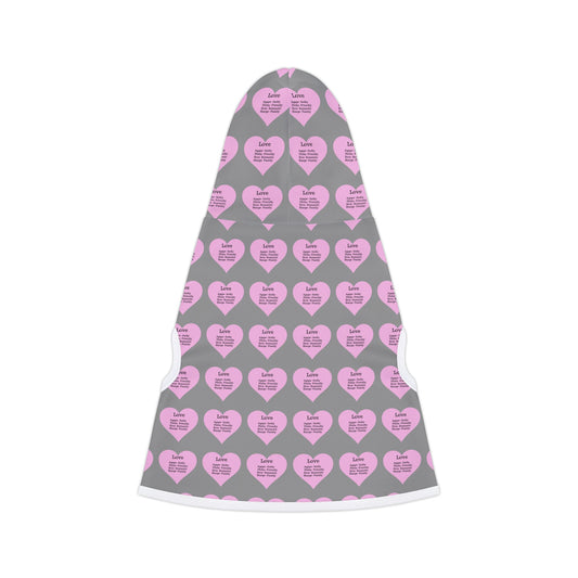 Charming Heart Pet Hoodie Pattern (Grey)