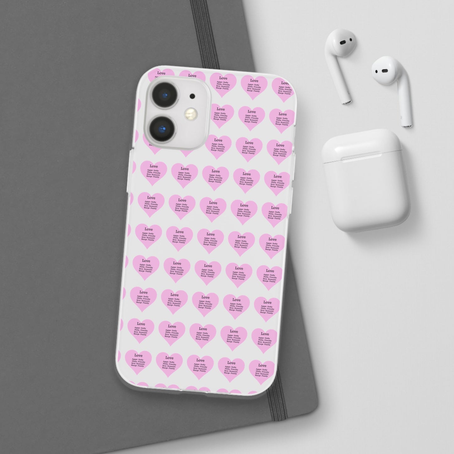 Pink Hearts Transparent Phone Case