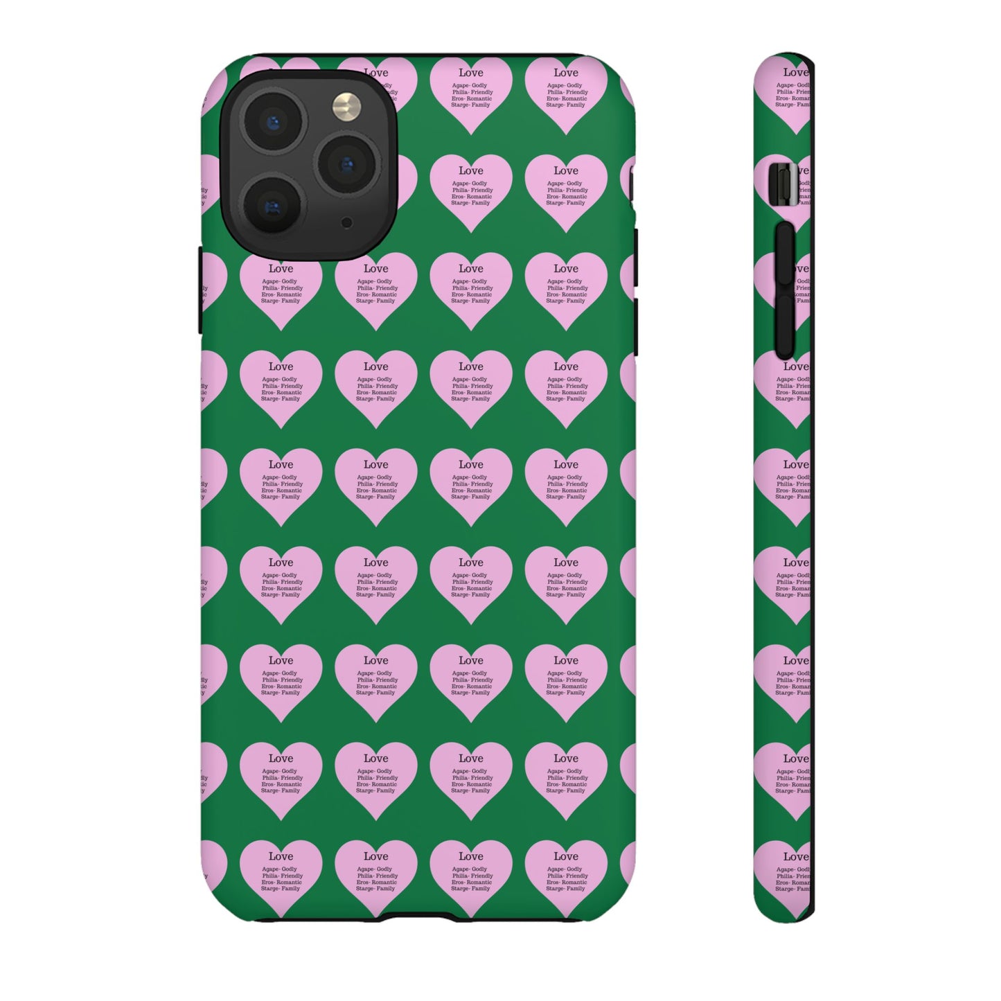 Hearts-A-Flutter Phone Case (iPhone, Google Pixel)(Dark green)
