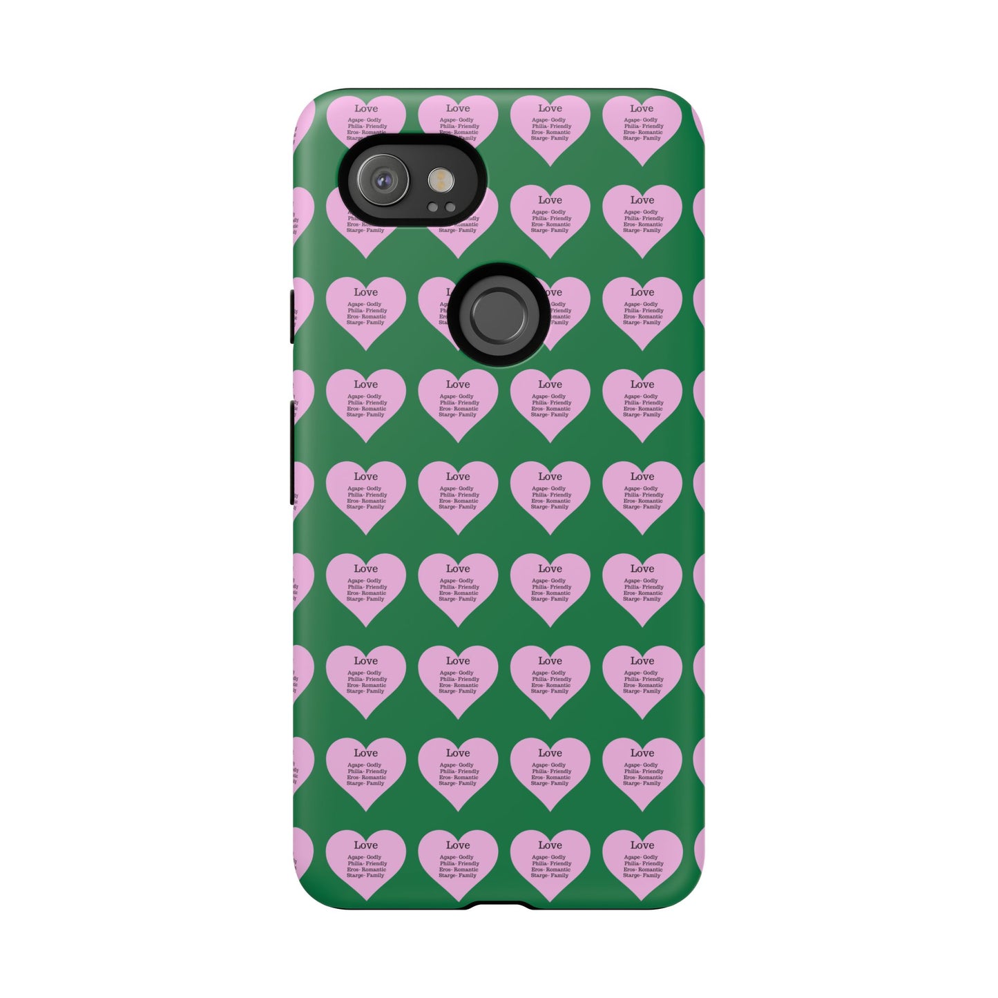 Hearts-A-Flutter Phone Case (iPhone, Google Pixel)(Dark green)