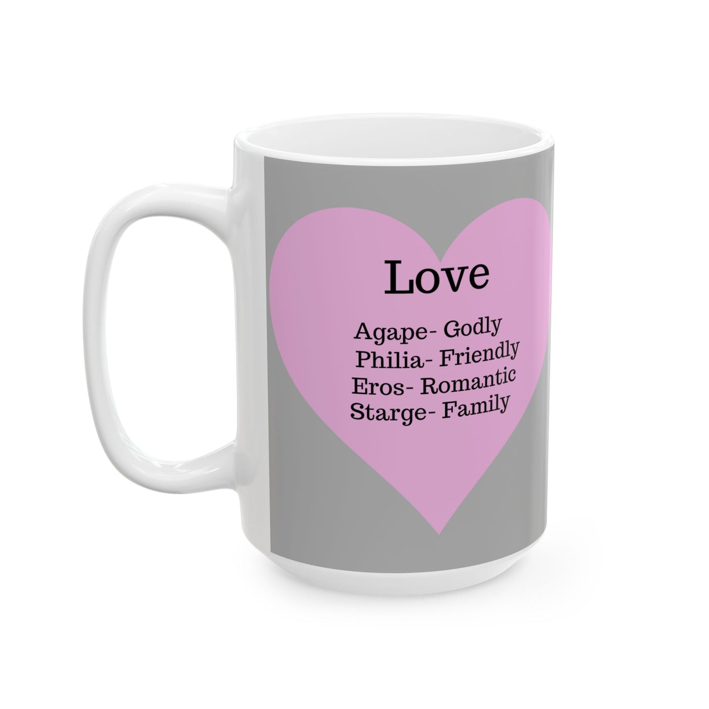 Charming Heart Ceramic Coffee Mug (Light grey)