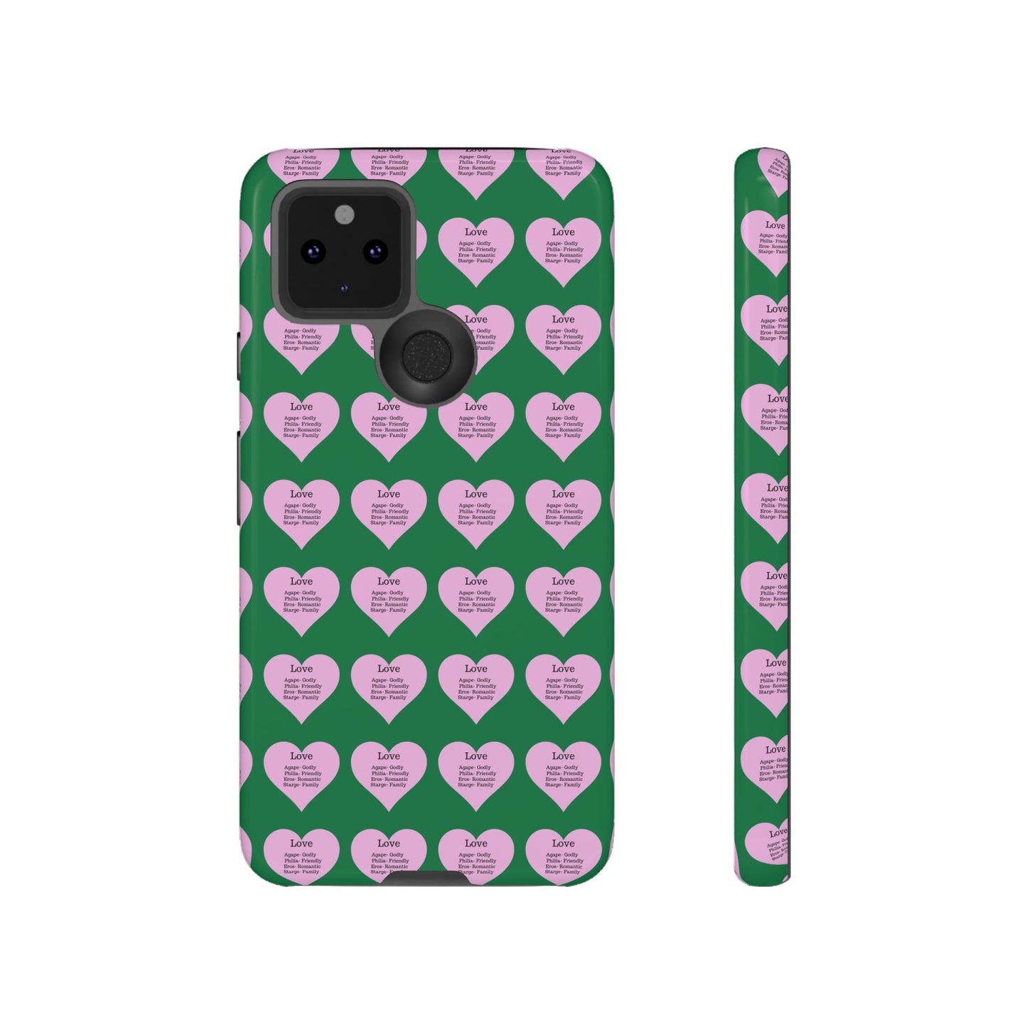 Hearts-A-Flutter Phone Case (iPhone, Google Pixel)(Dark green)
