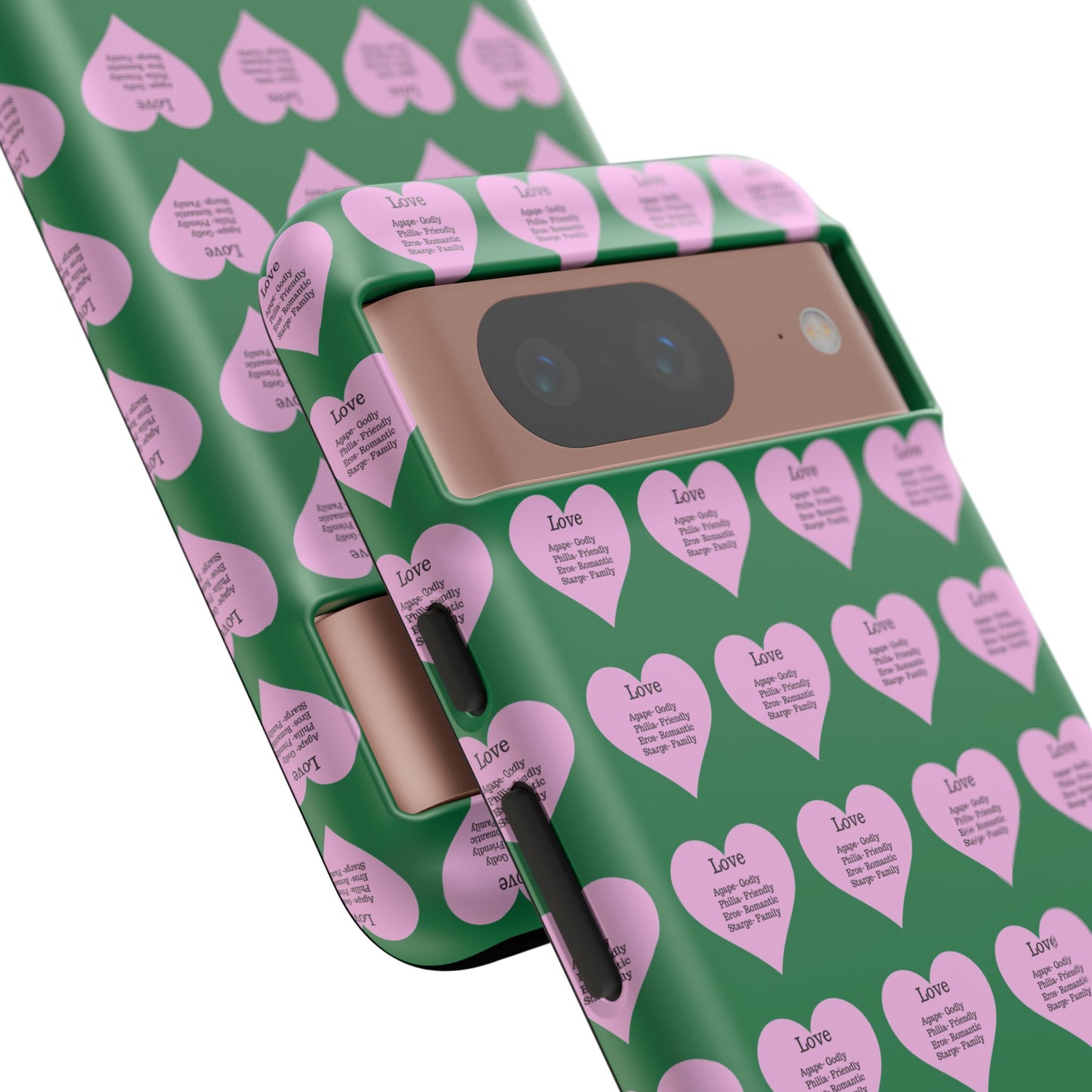 Hearts-A-Flutter Phone Case (iPhone, Google Pixel)(Dark green)