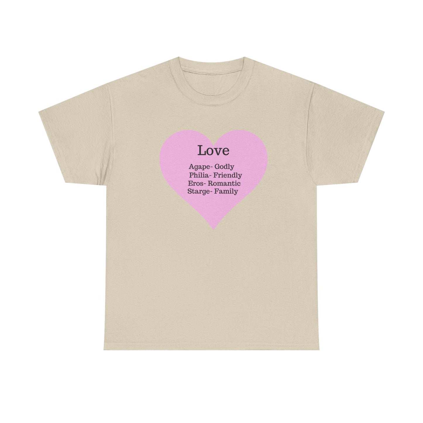 Unisex Love Heart Heavy Cotton T-Shirt - Comfortable Classic Fit Apparel