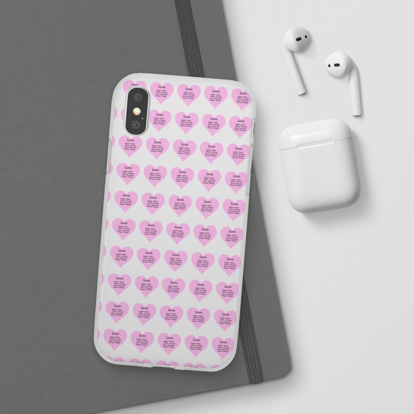 Pink Hearts Transparent Phone Case