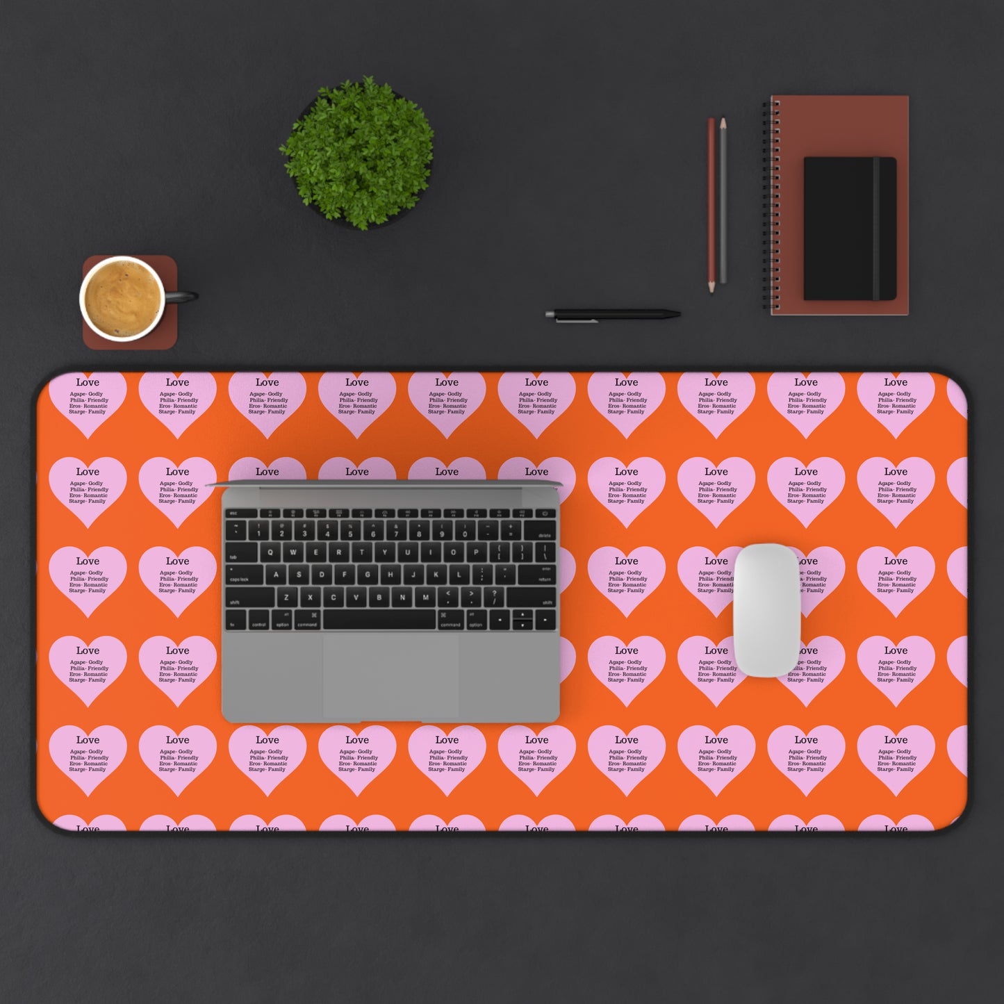 Love Hearts Desk Mat (Orange)